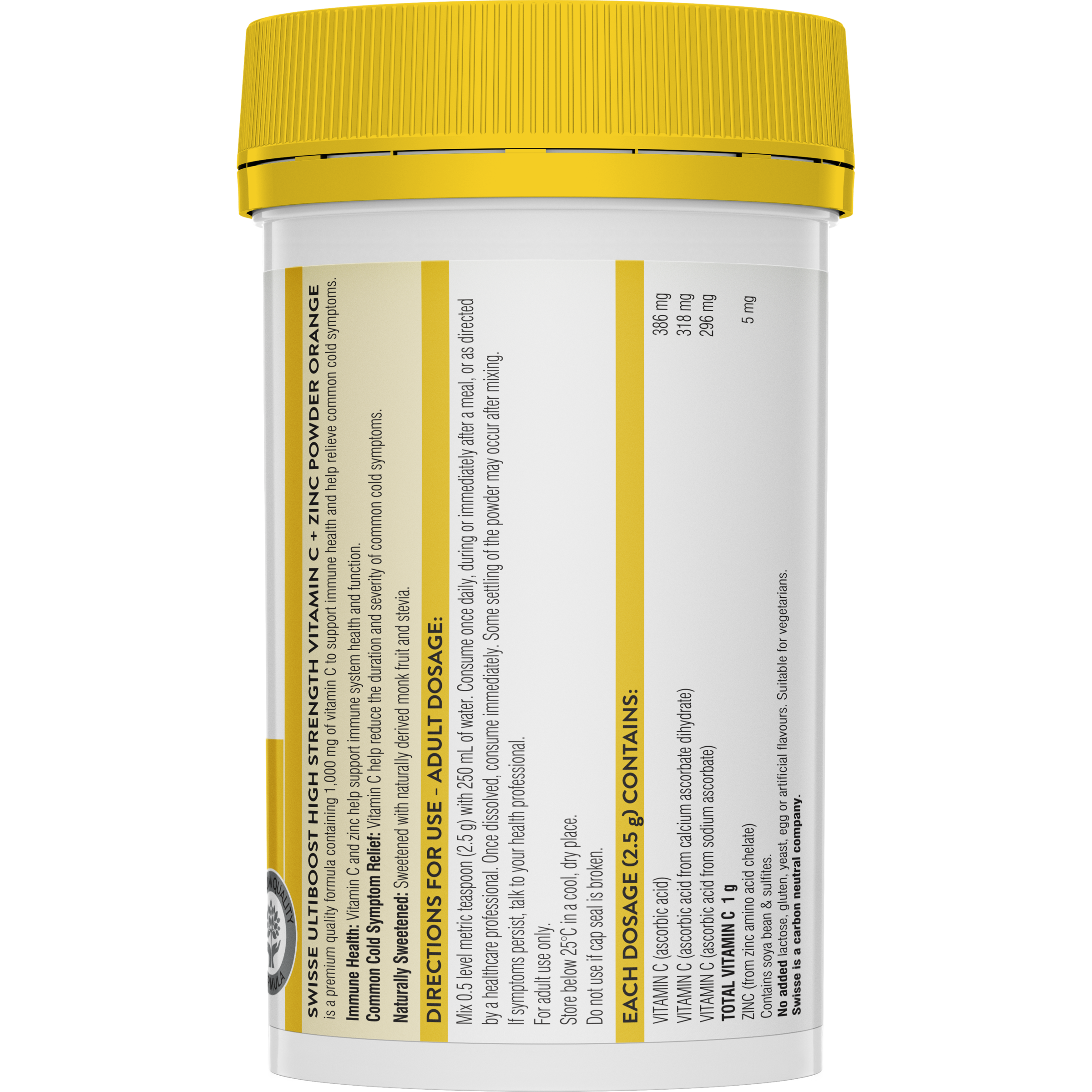 SWISSE ULTIBOOST HIGH STRENGTH VITAMIN C + ZINC ORANGE 150G - Image 2