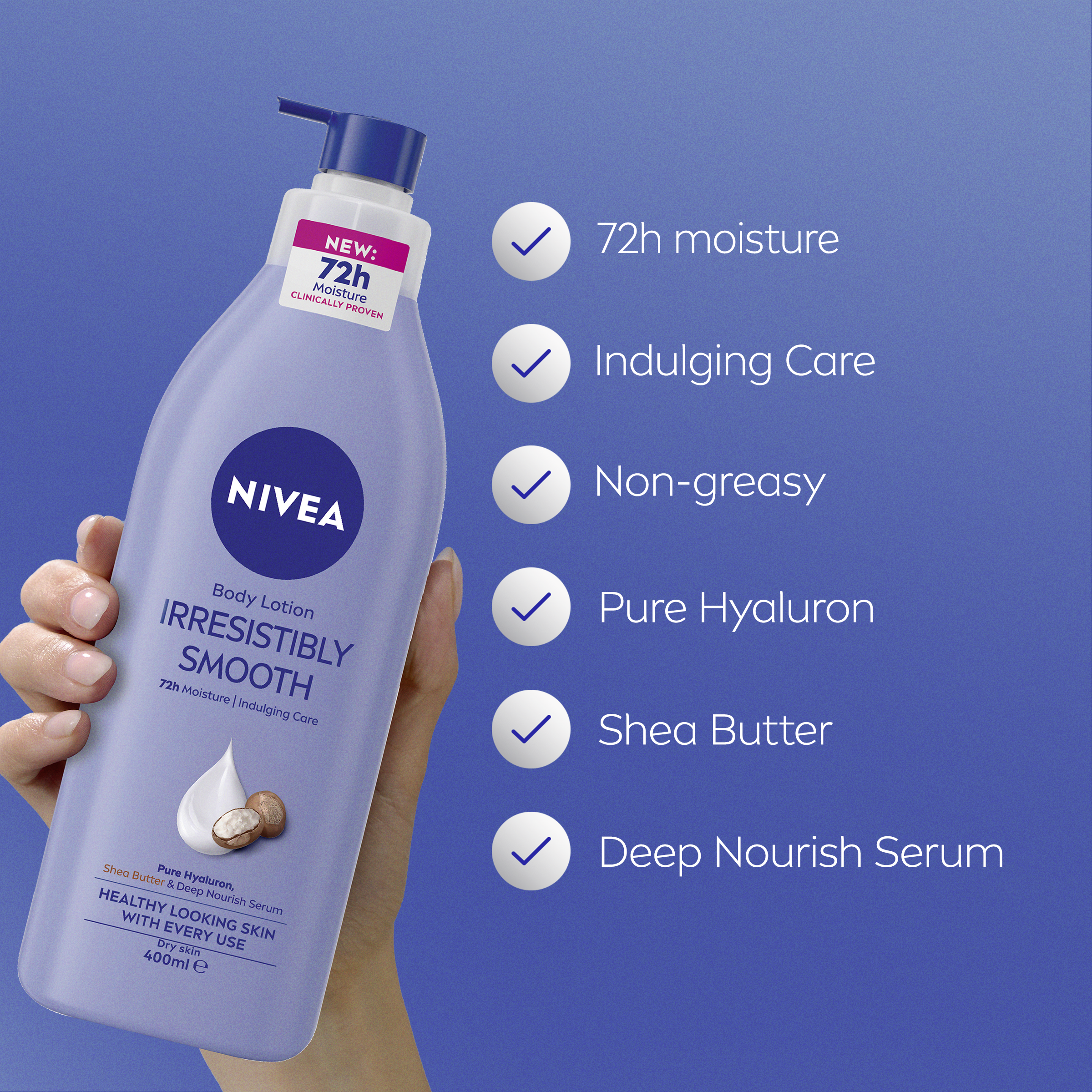 NIVEA IRRESISTIBLY SMOOTH BODY LOTION 400ML - Image 4