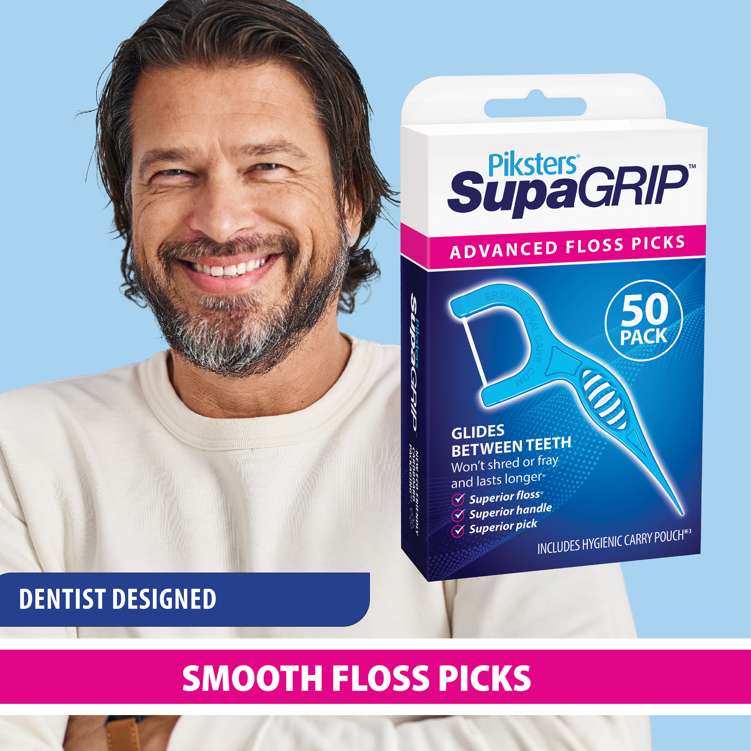 PIKSTERS SUPERGRIP FLOSS PICK INDIVIDUALLY WRAPPED 50 PACK - Image 6