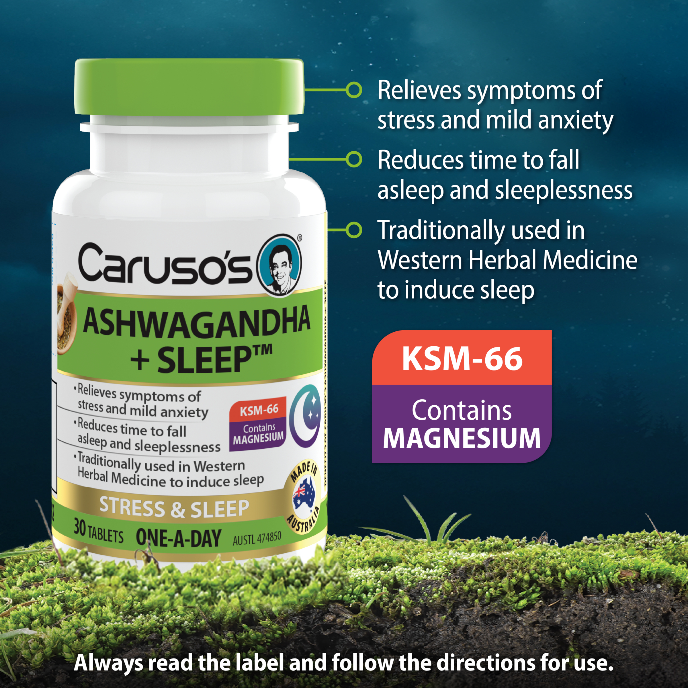 CARUSOS ASHWAGANDHA + SLEEP 30 TABLETS - Image 3
