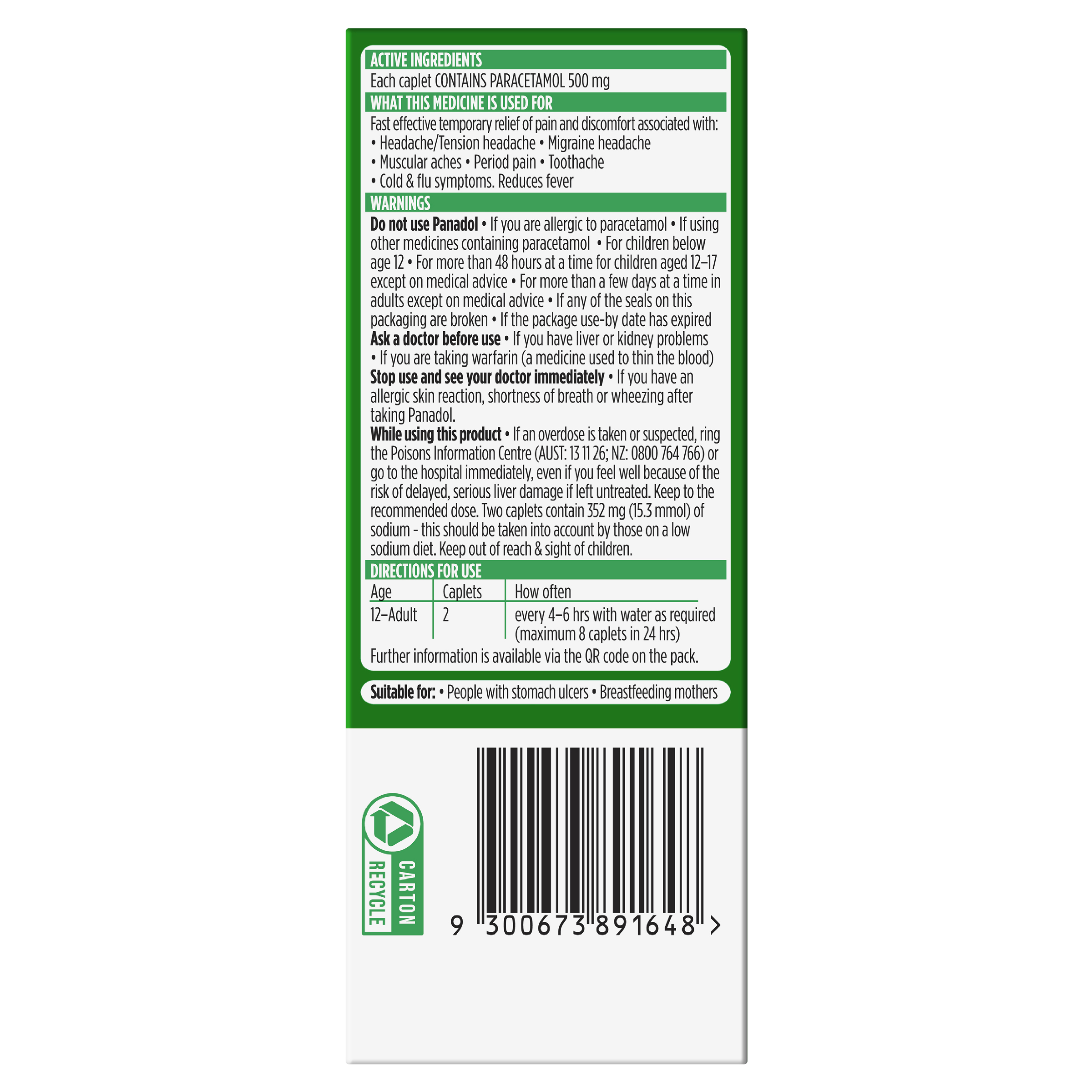 PANADOL RAPID 500MG 32 CAPLETS - Image 3