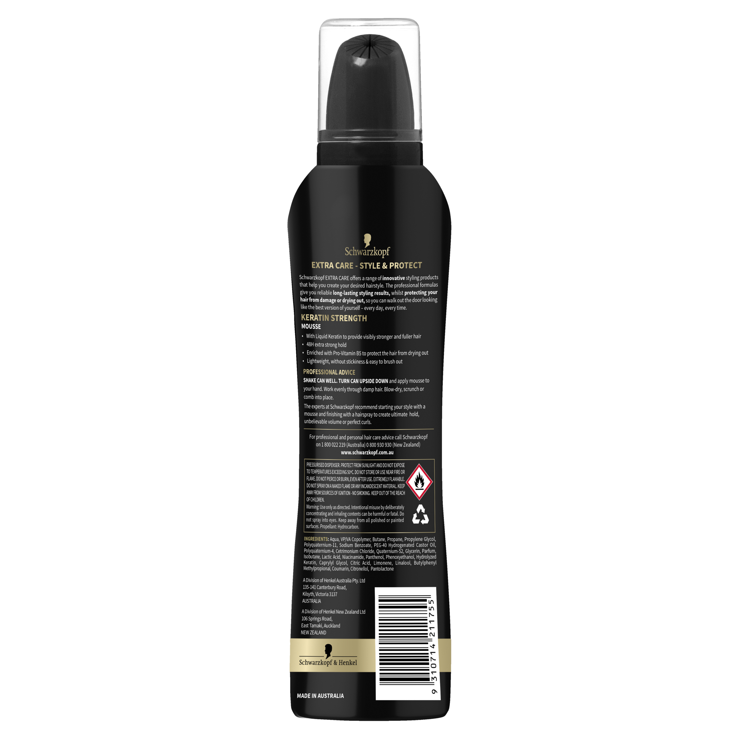 SCHWARZKOPF EXTRA CARE KERATIN STRENGTH MOUSSE 150G - Image 2