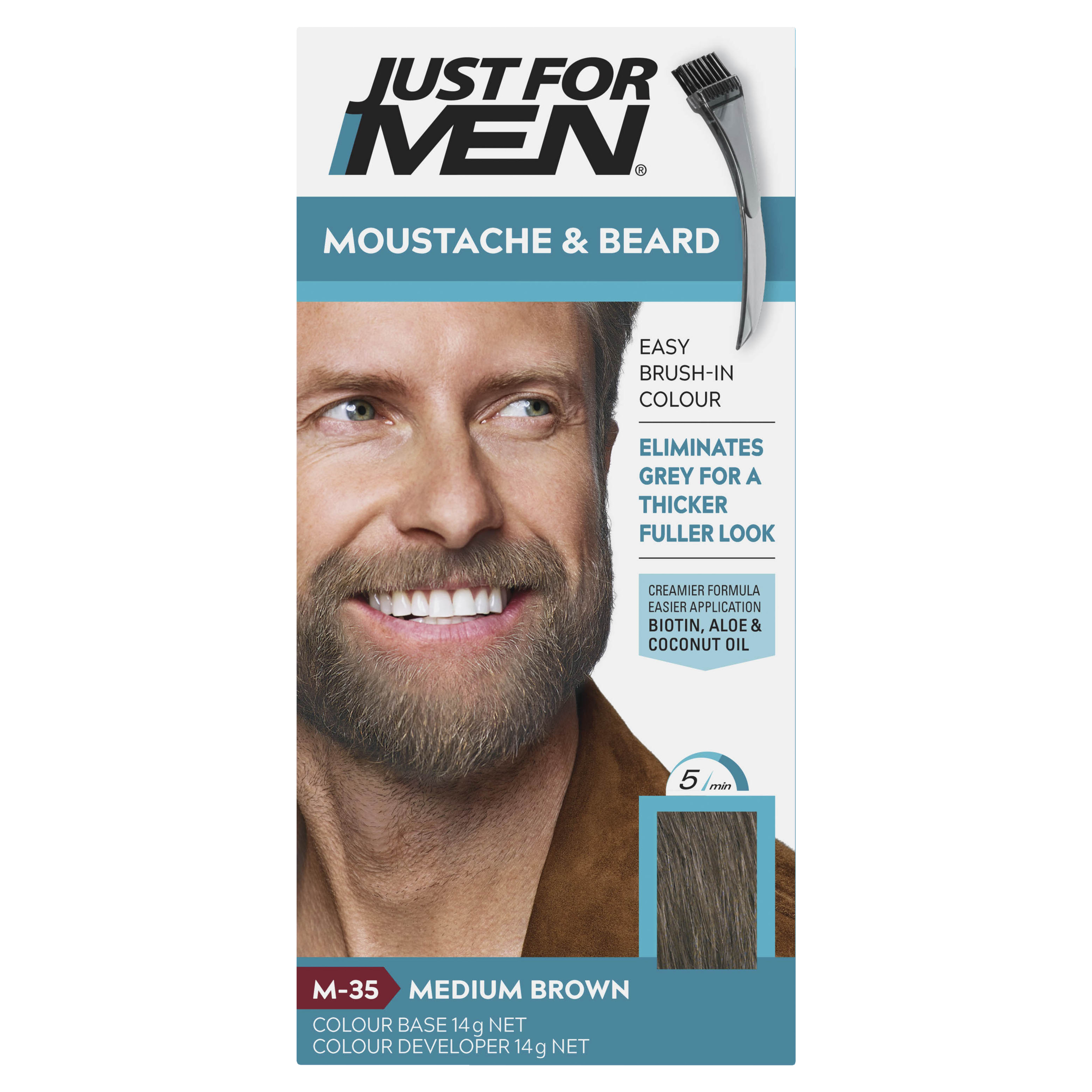 JUST FOR MEN MOUSTACHE & BEARD MED BROWN - Image 2