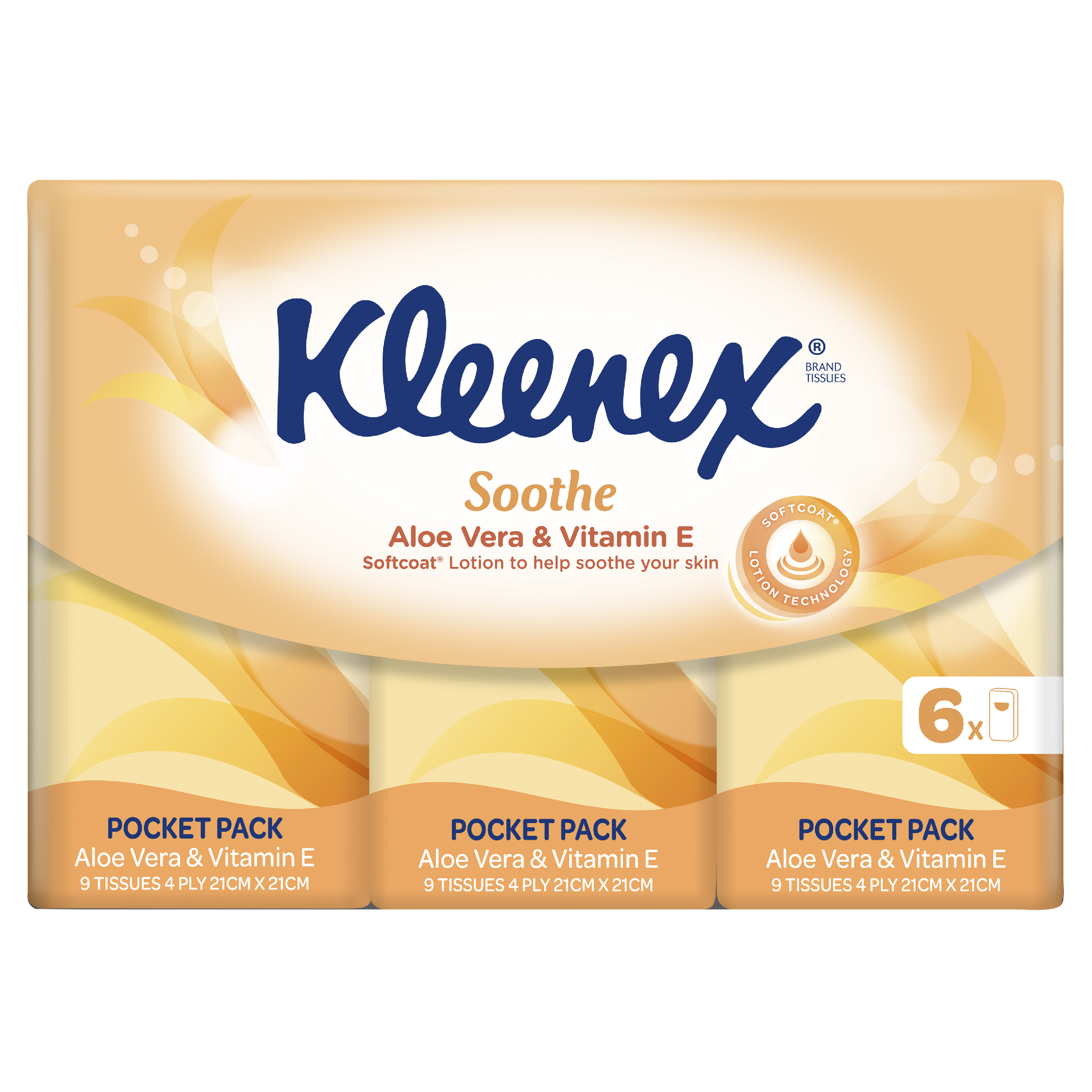 KLEENEX FACIAL TISSUES ALOE VERA & VITAMIN E 6 PACK - Image 2