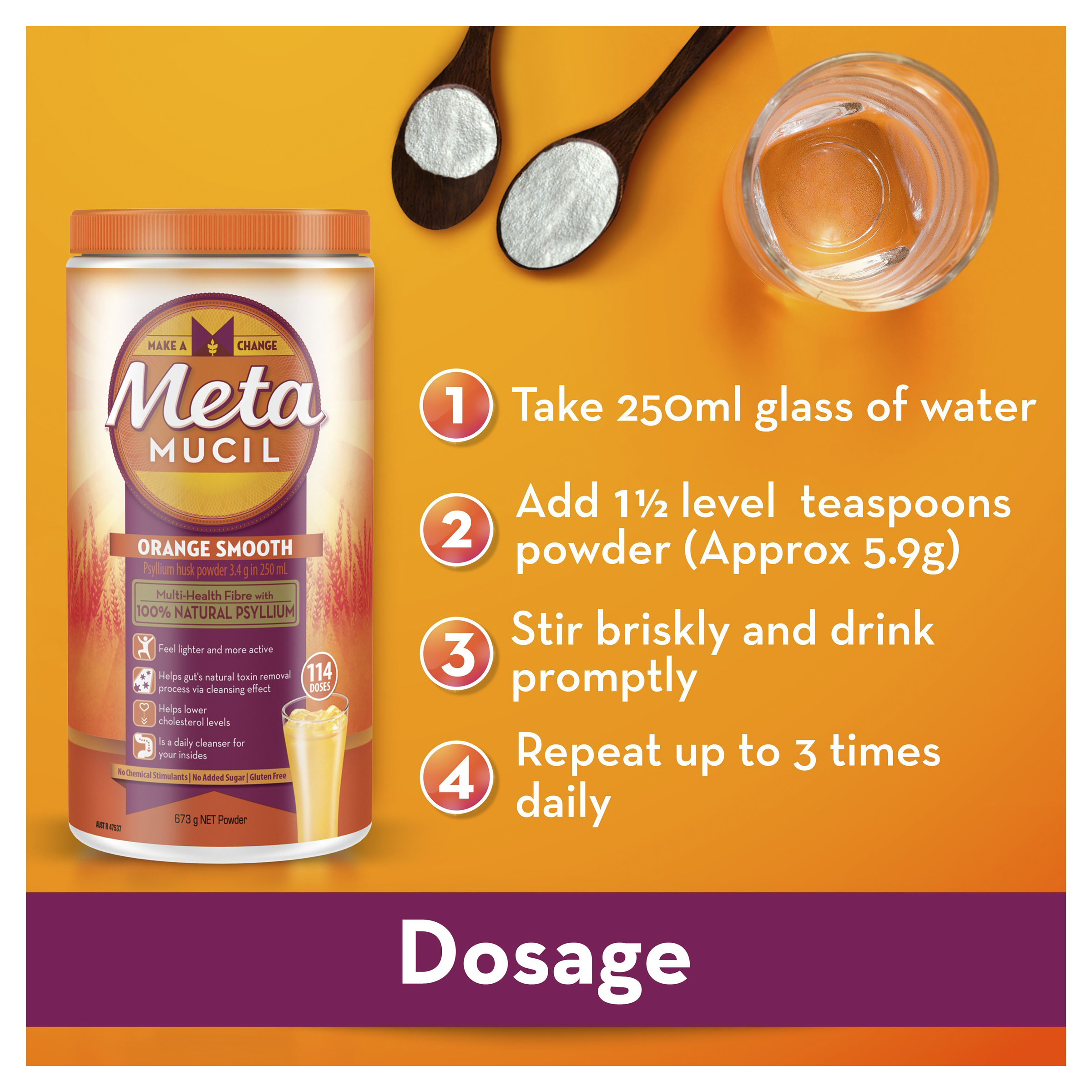 METAMUCIL ORANGE SMOOTH 5.9G SACHETS 30 PACK - Image 11