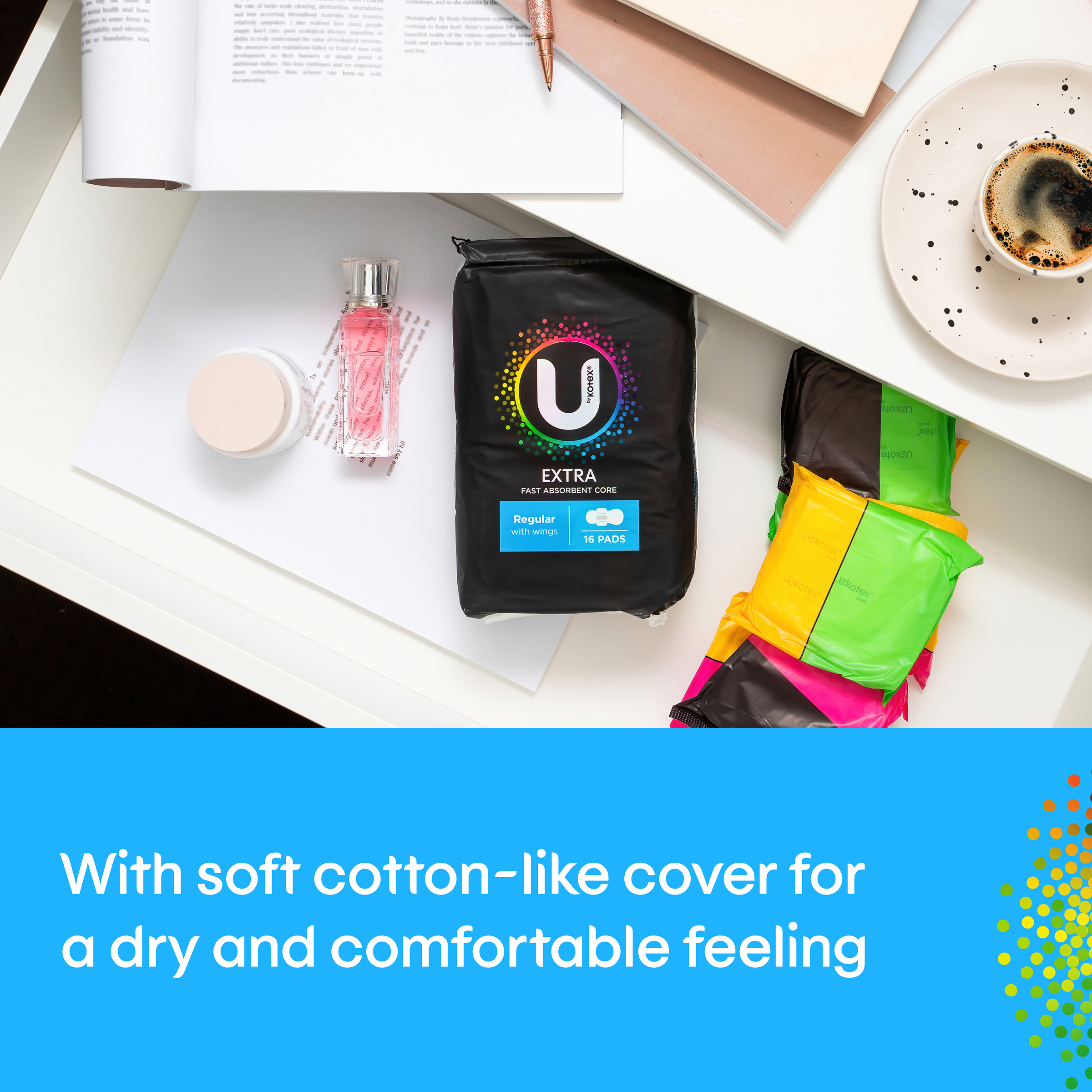 U BY KOTEX PADS EXTRA REGULAR WINGS 16 PACK - Image 8