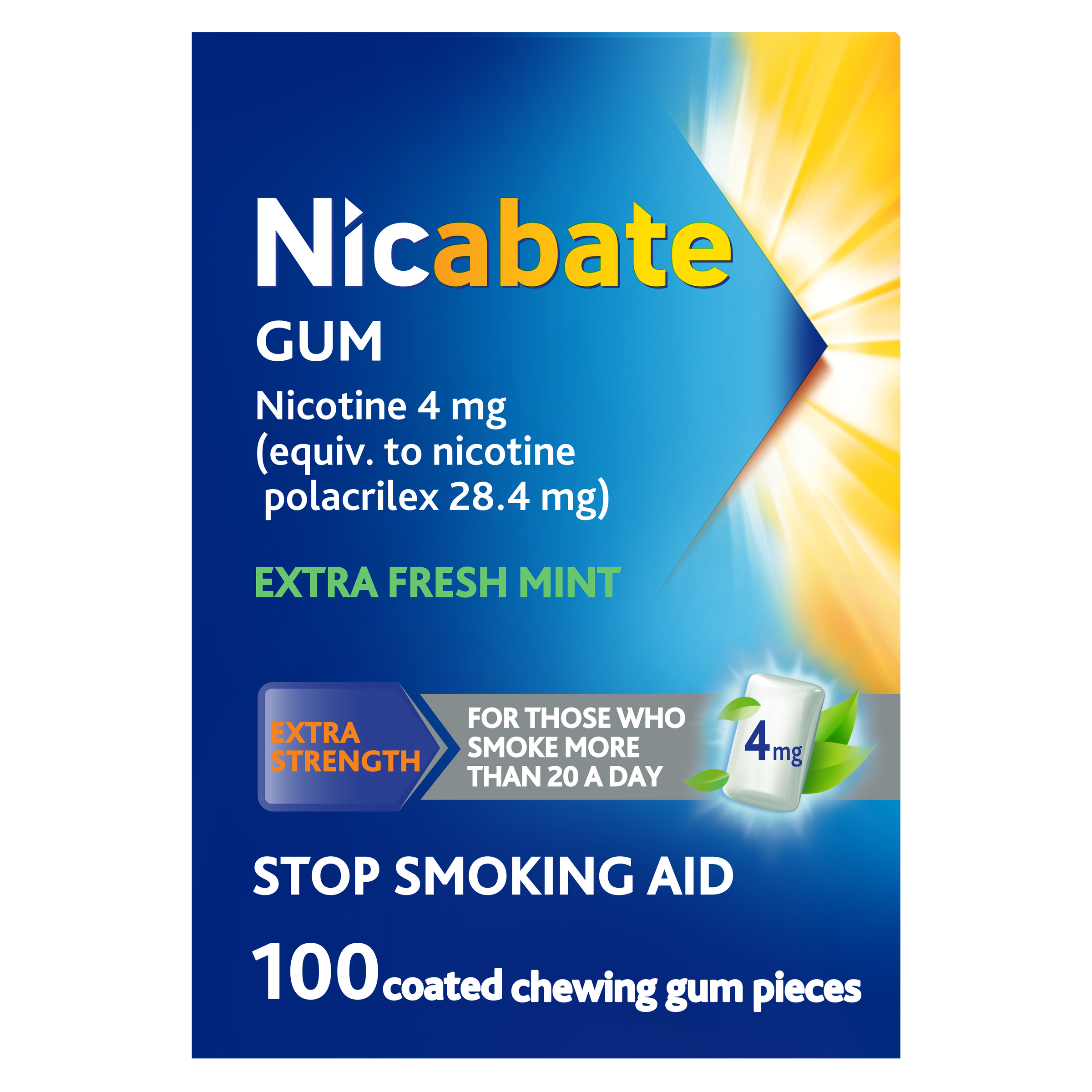 NICABATE EXTRA FRESH 4MG GUM 100 PACK - Image 11