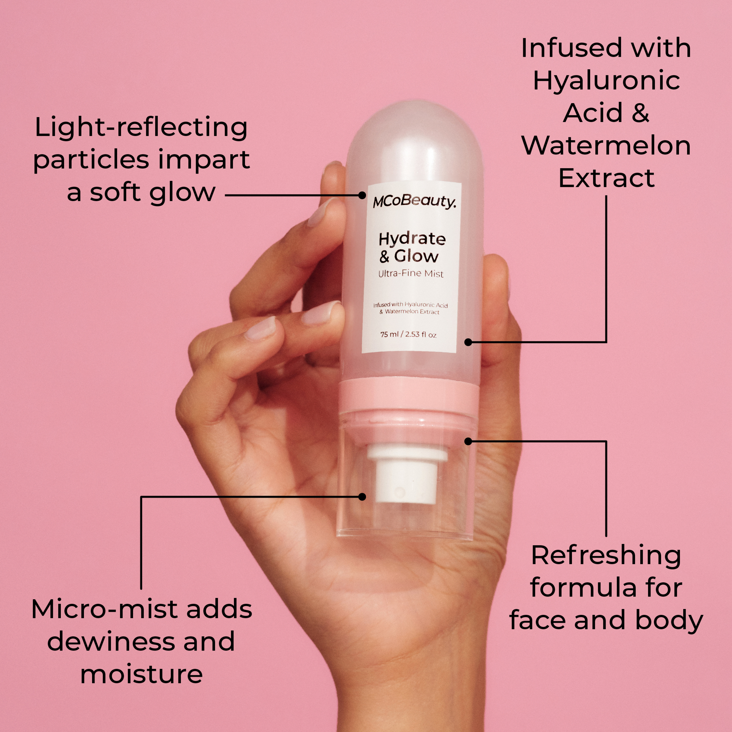 MCO BEAUTY HYDRATE & GLOW ULTRA-FINE MIST WATERMELON 75ML - Image 2