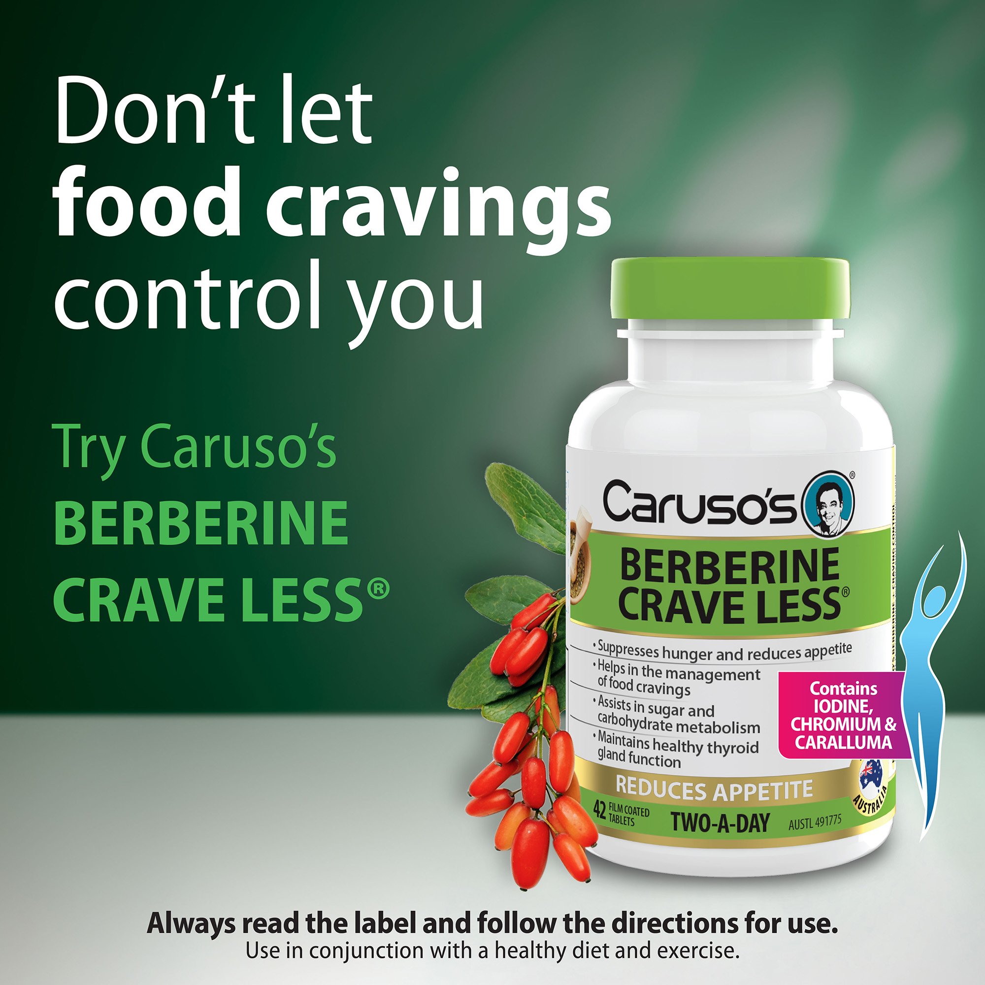 CARUSOS BERBERINE CRAVE LESS 42 TABLETS - Image 2