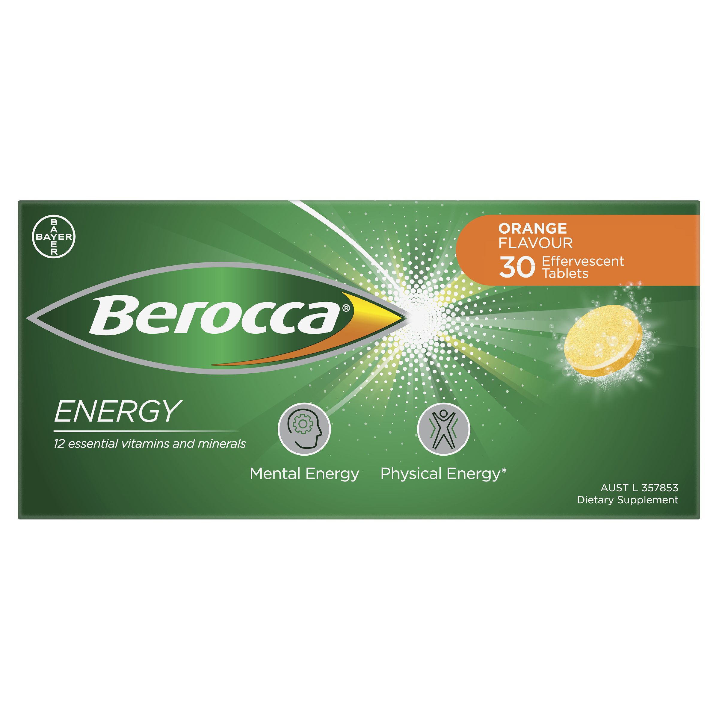 BEROCCA EFFERVESCENT ORANGE 30 TABLETS - Image 2