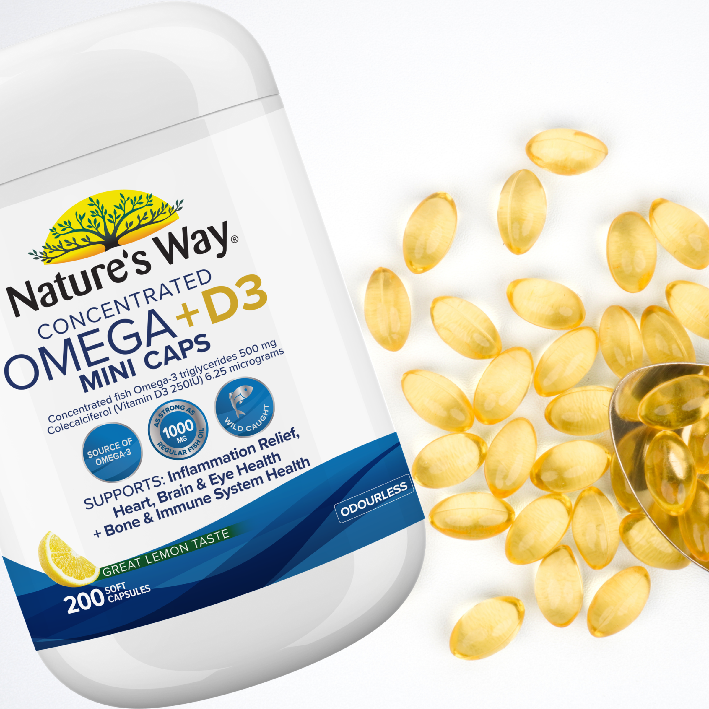 NATURES WAY OMEGA + D3 MINI  200 CAPSULES - Image 4