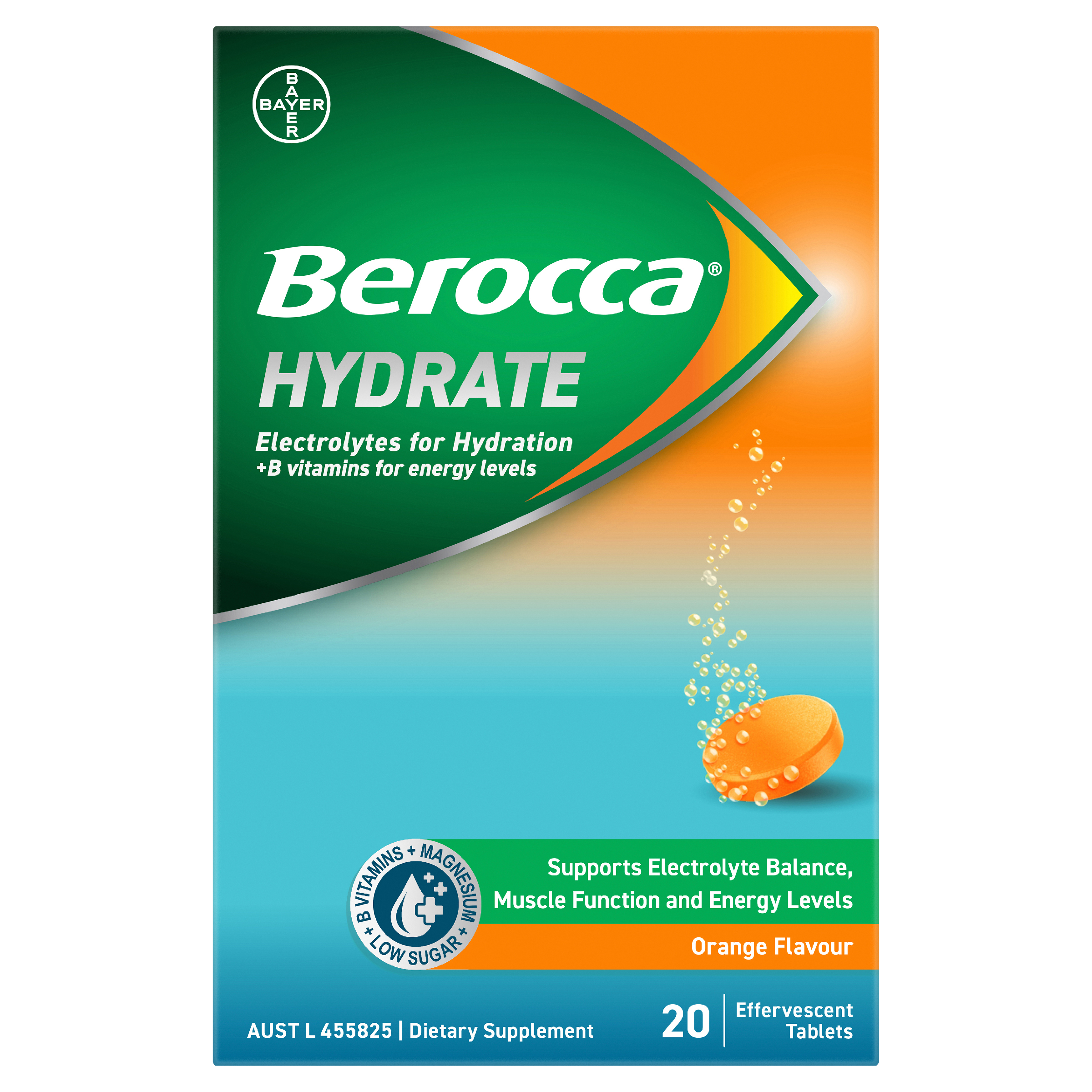 BEROCCA HYDRATE EFFERVESCENT ORANGE 20 TABLETS - Image 4