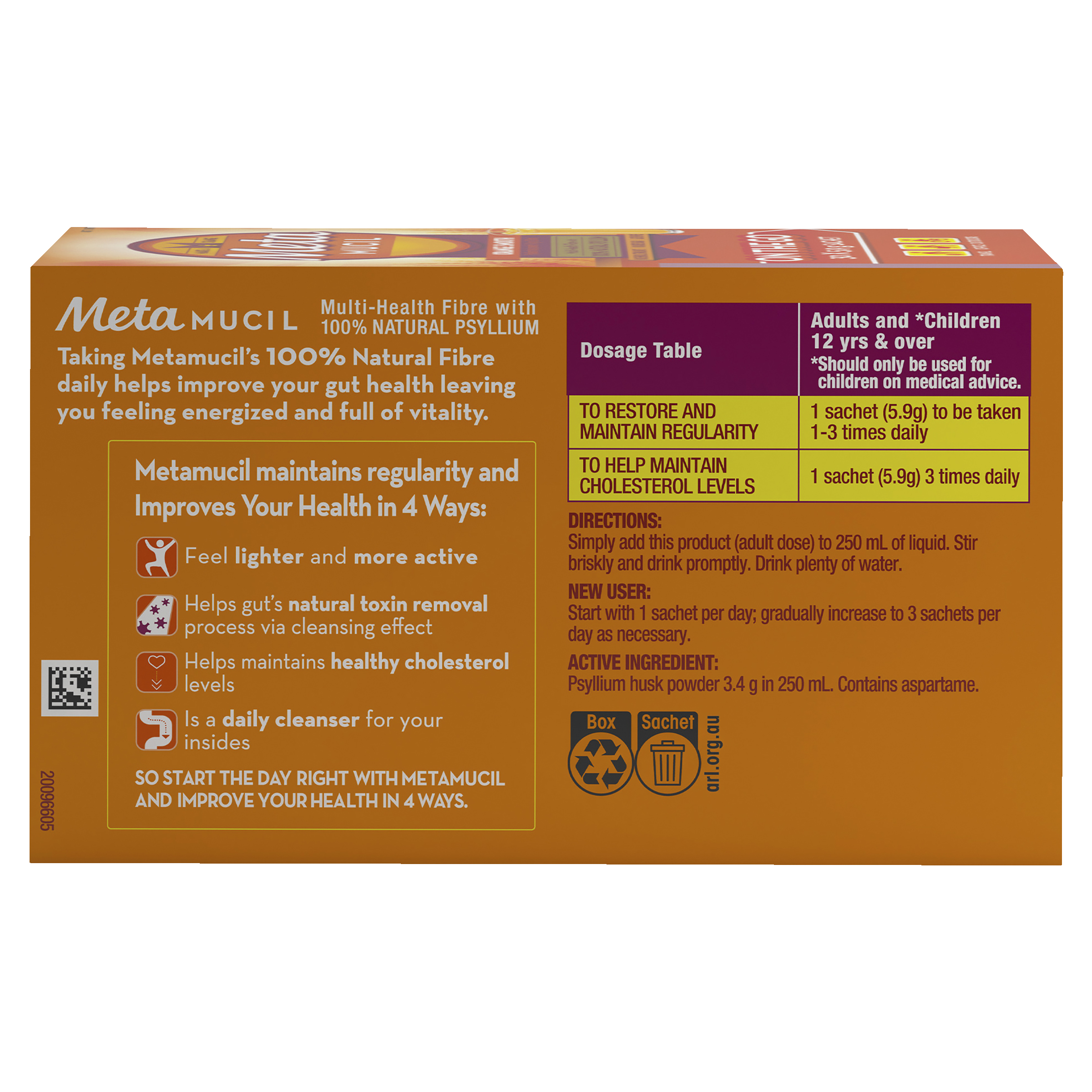 METAMUCIL ORANGE SMOOTH 5.9G SACHETS 30 PACK - Image 4