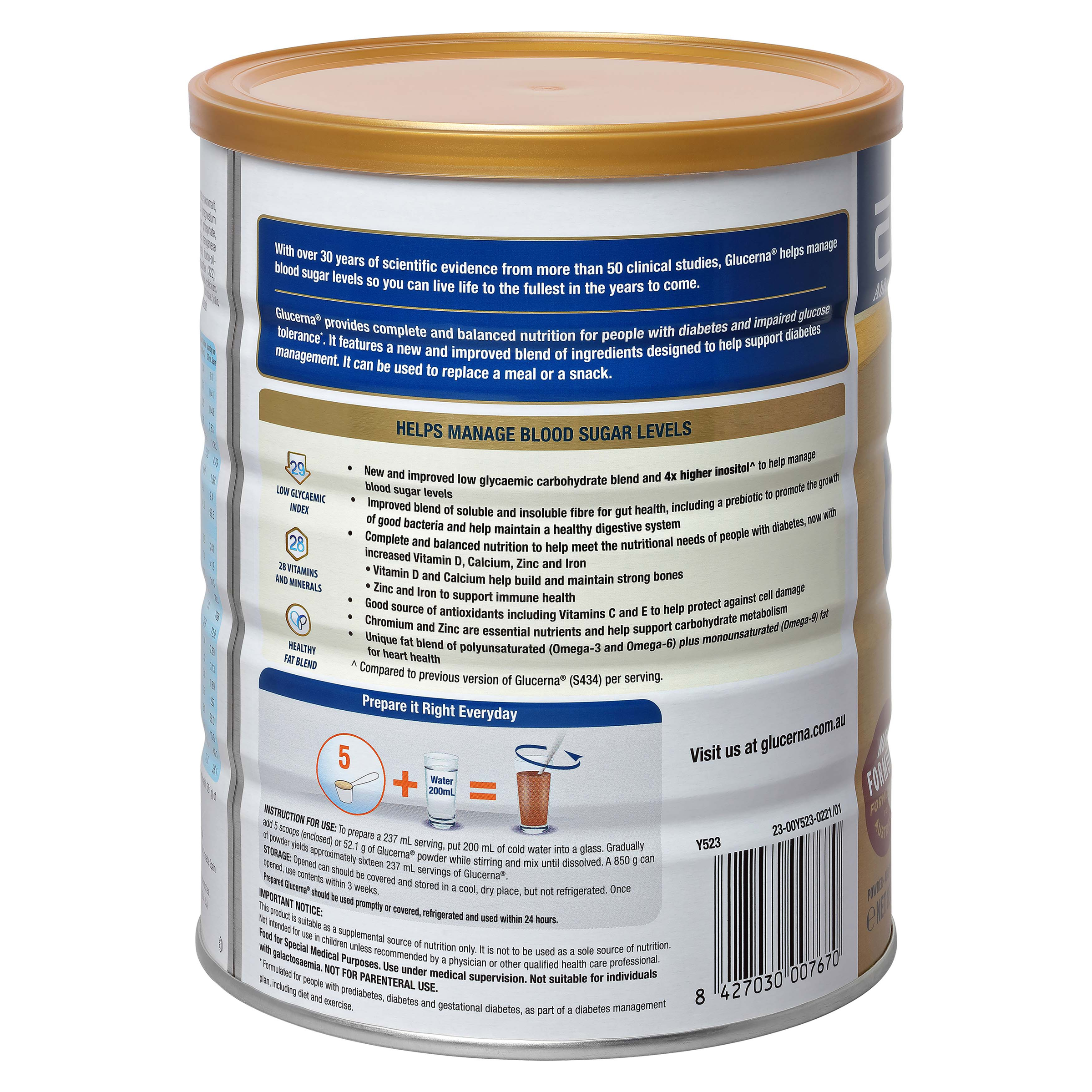 GLUCERNA CHOCOLATE POWDER 850G - Image 2