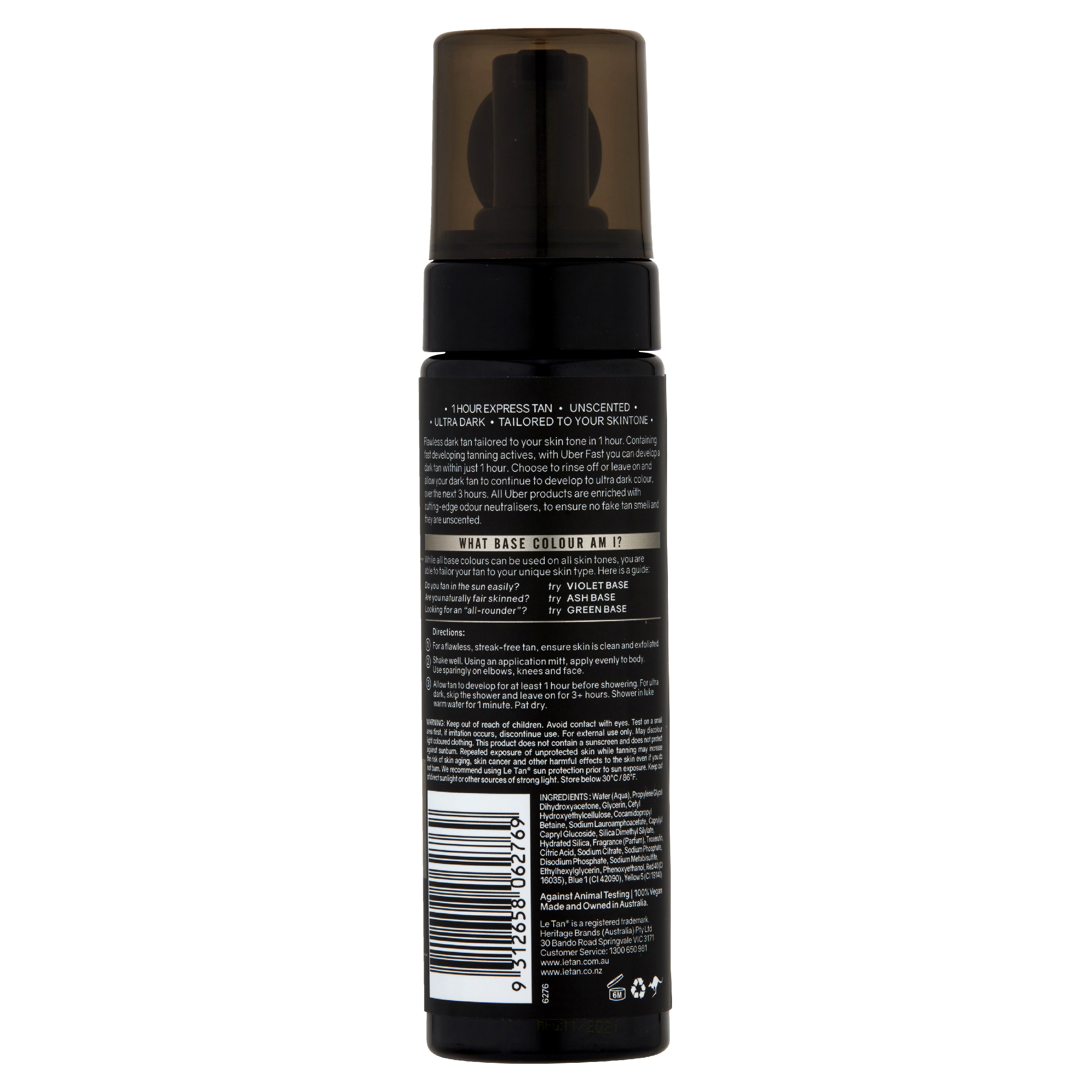 LE TAN FAST TANNING FOAM 1HR EXPRESS ASH FAIR SKIN 200ML - Image 2