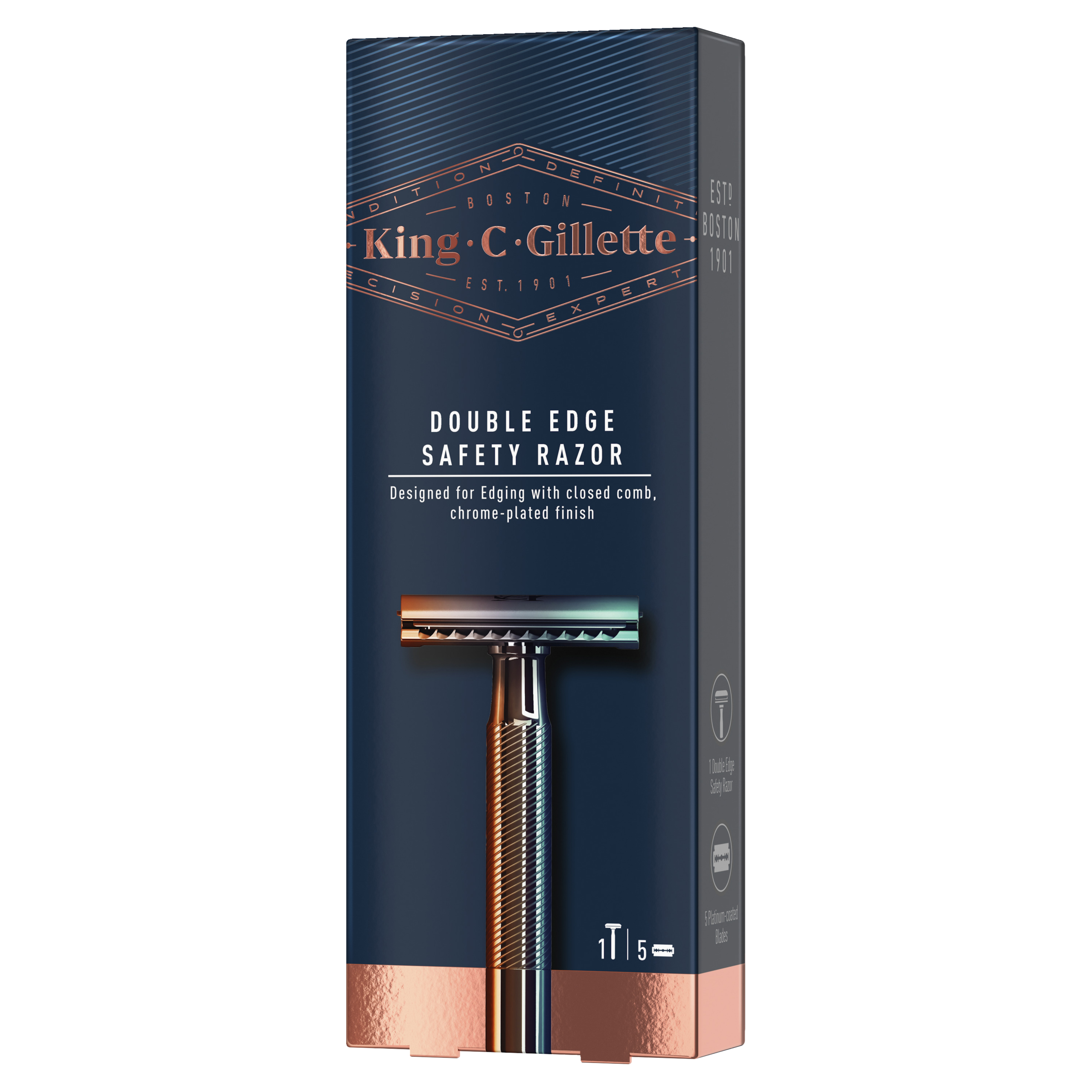 GILLETTE MENS KING C DOUBLE EDGE SAFETY RAZOR 5 PACK - Image 4