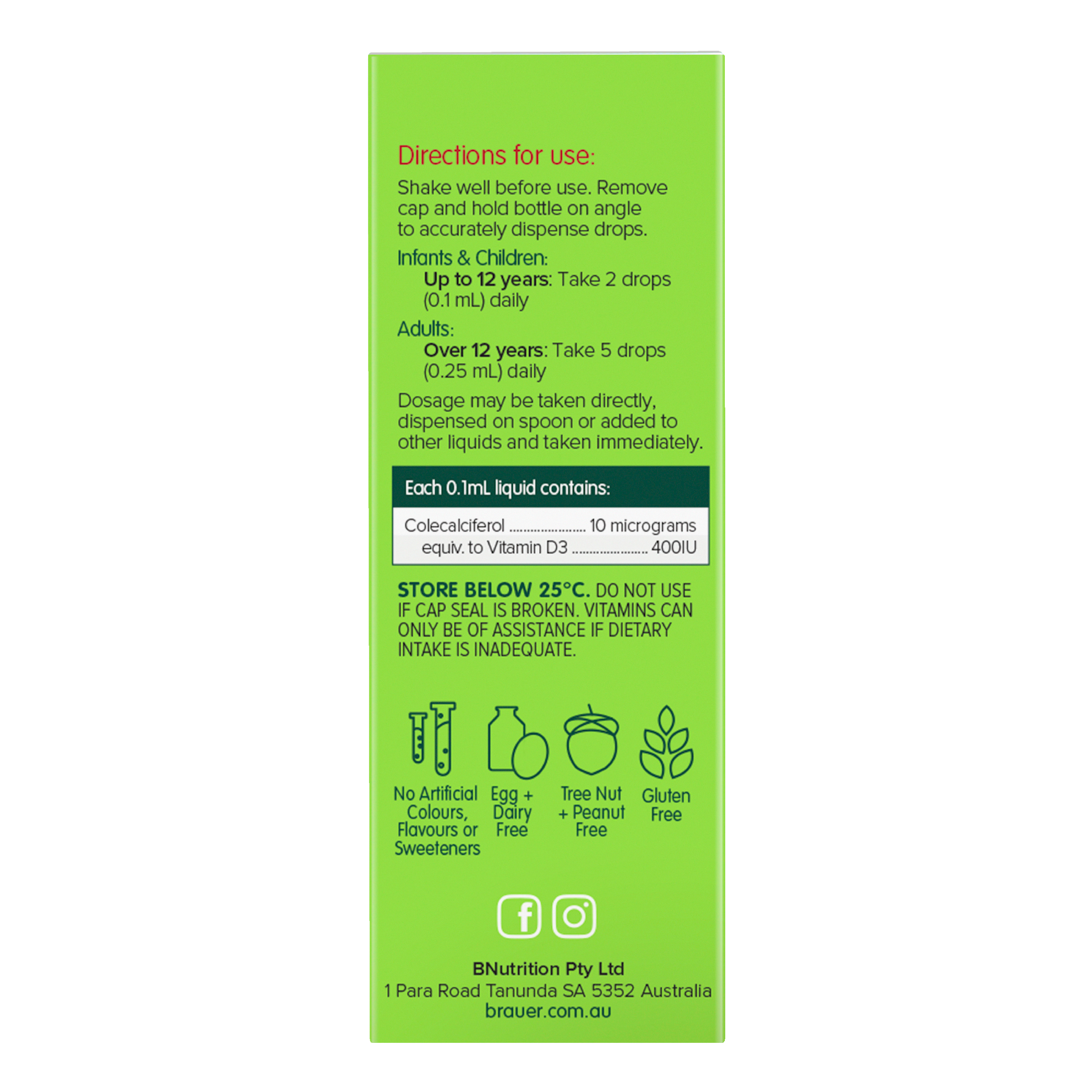 BRAUER BABY & KIDS VITAMIN D 400IU DROPS 10ML - Image 3