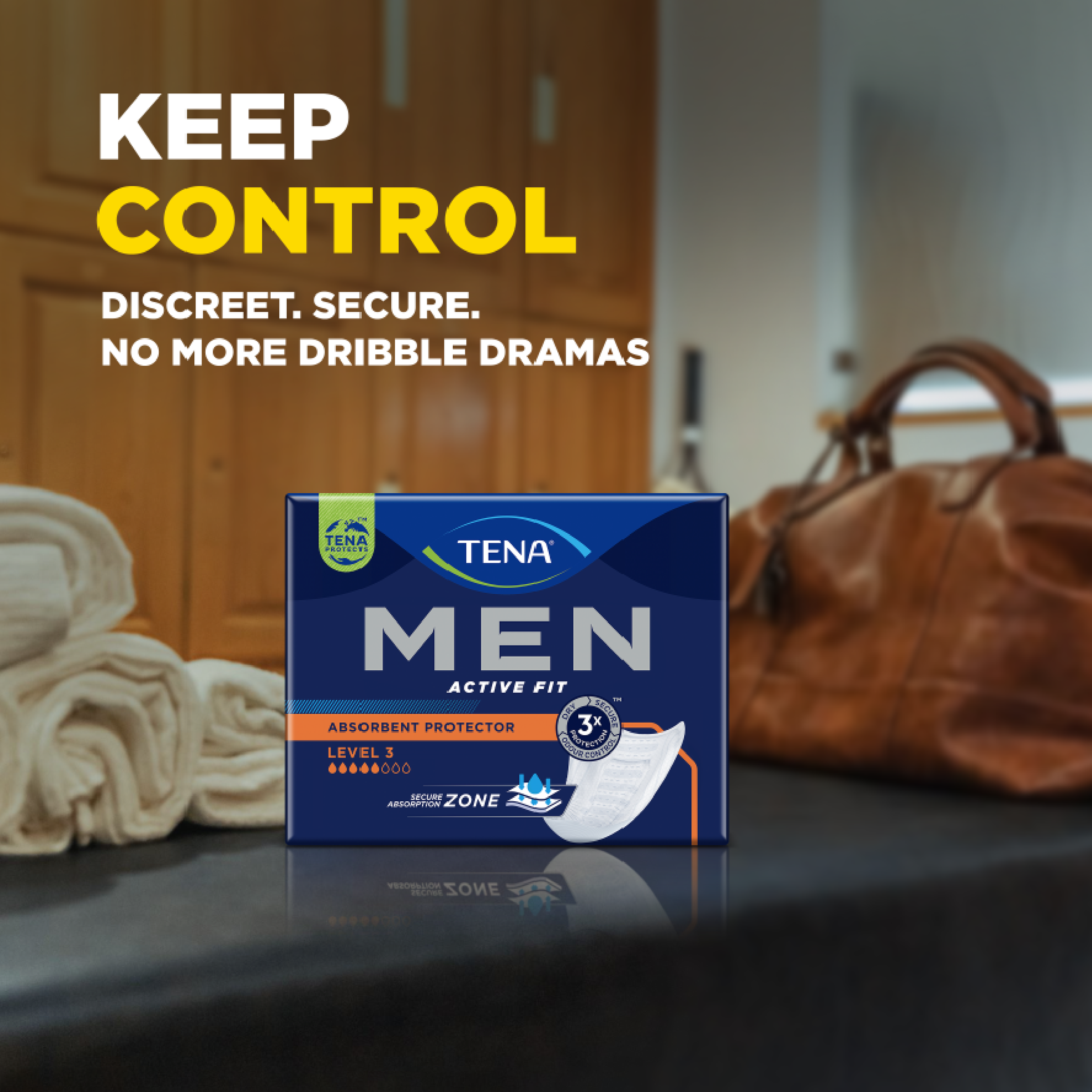 TENA MEN SHIELDS ACTIVE FIT 5D LEVEL 3 8 PACK - Image 11