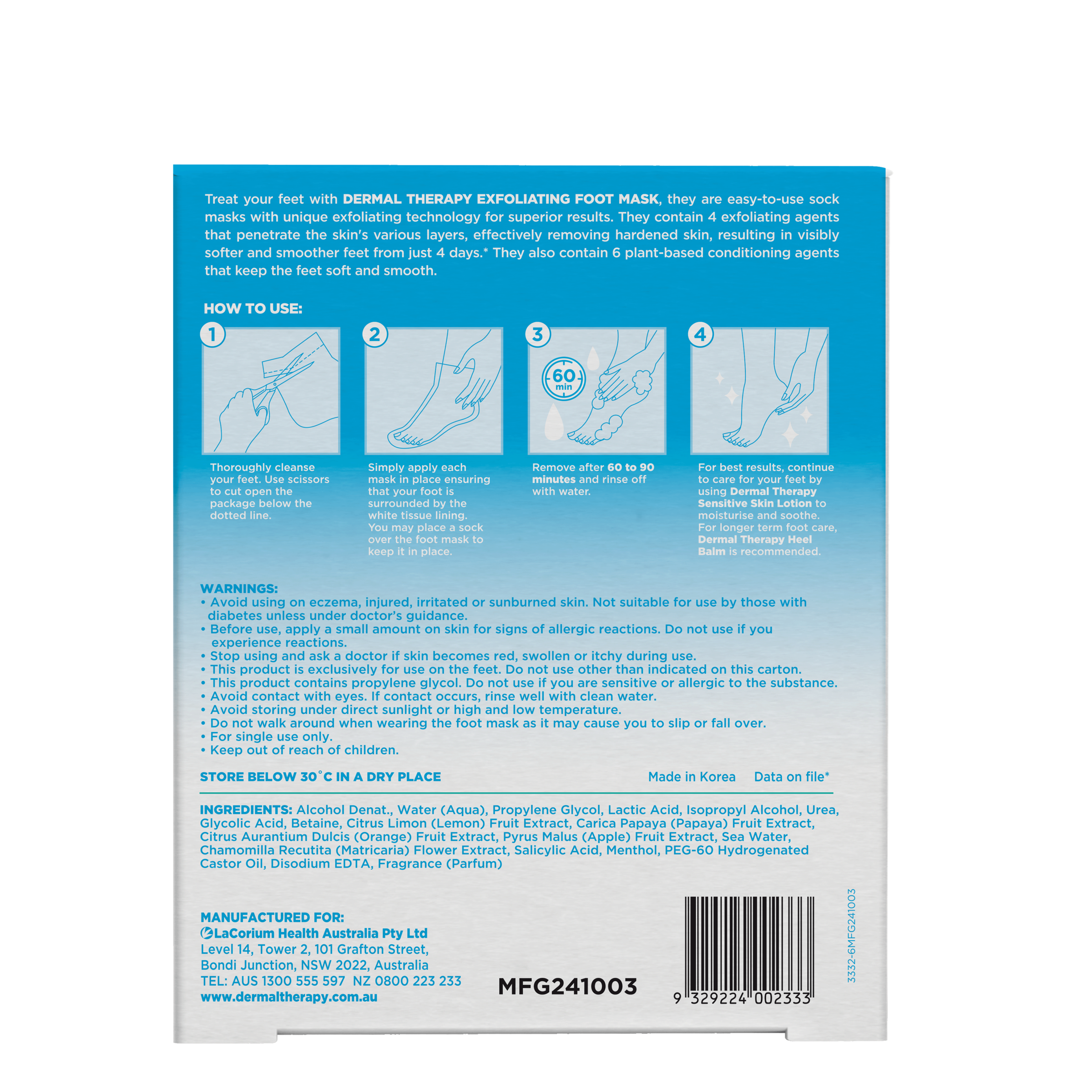 DERMAL THERAPY EXFOLIATING FOOT MASK 1 PACK - Image 2