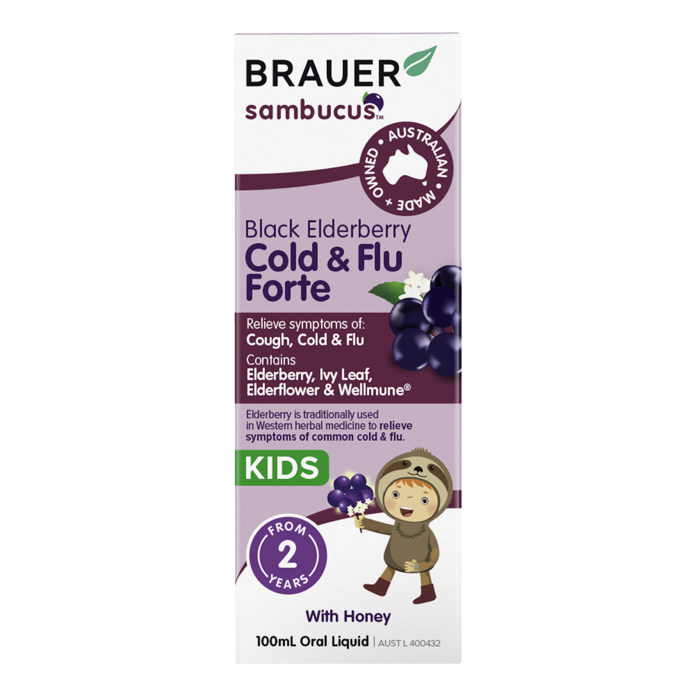 BRAUER SAMBUCUS COLD & FLU FORTE KIDS LIQUID 100ML - Image 5