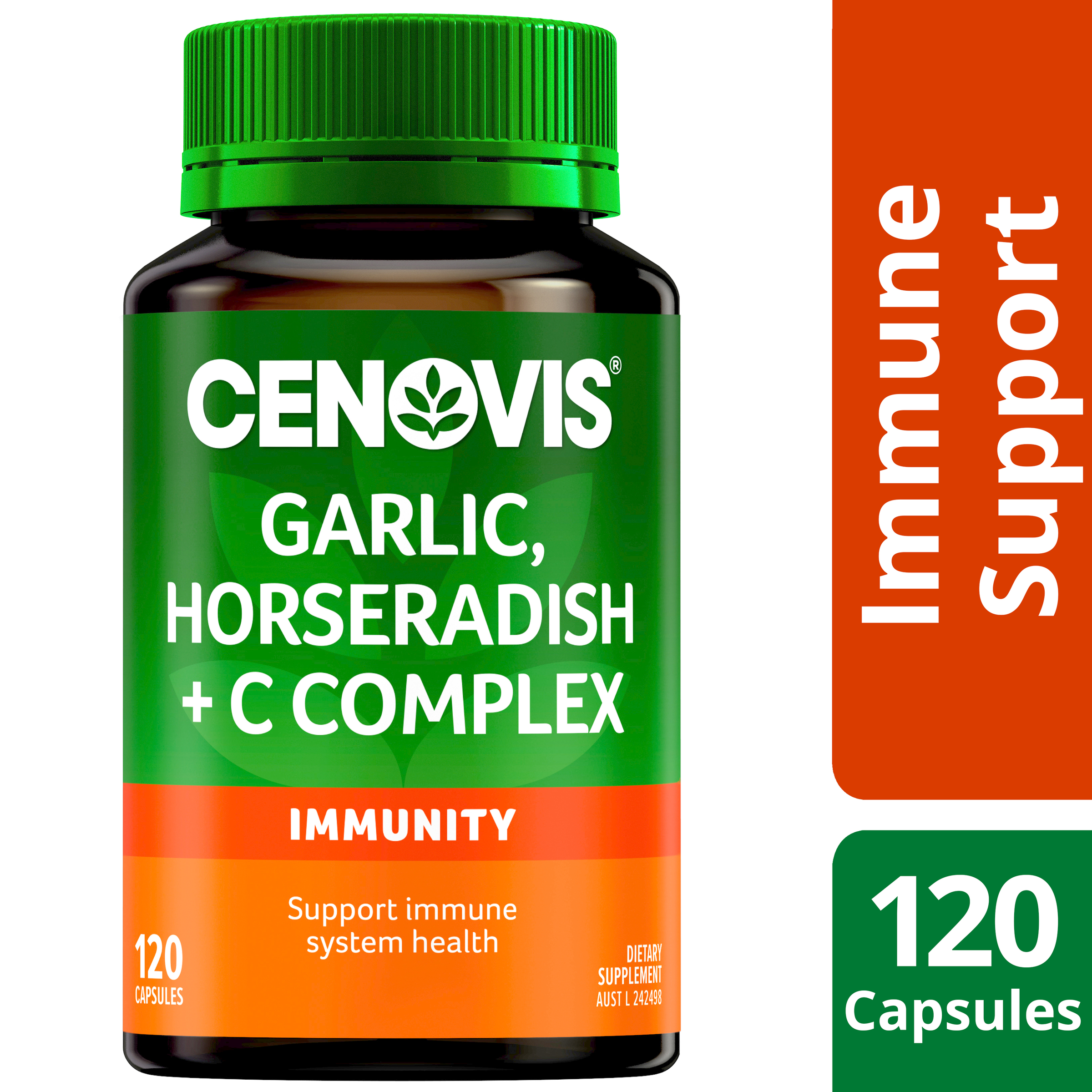 CENOVIS GARLIC HORSERADISH + C COMPLEX 120 CAPSULES - Image 7
