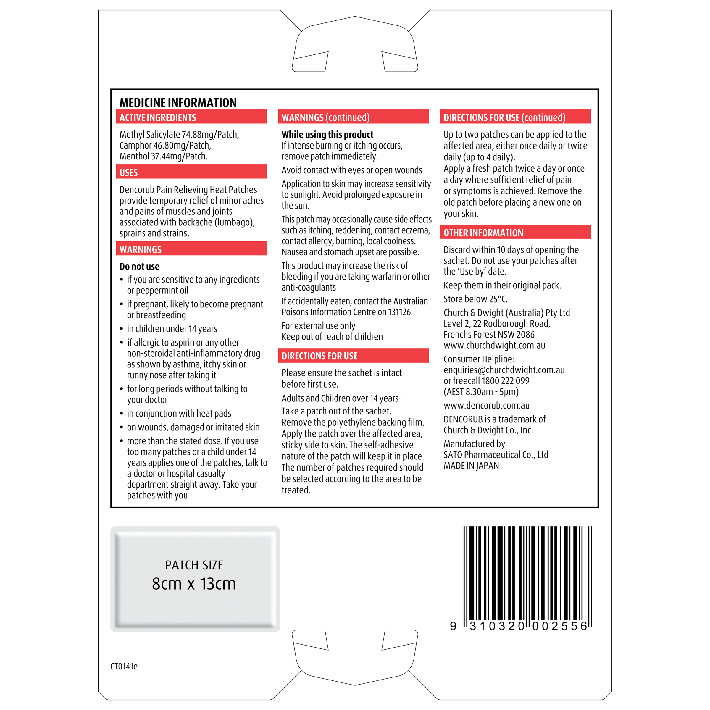 DENCORUB PAIN RELIEVING HEAT PATCHES 3 PACK - Image 4
