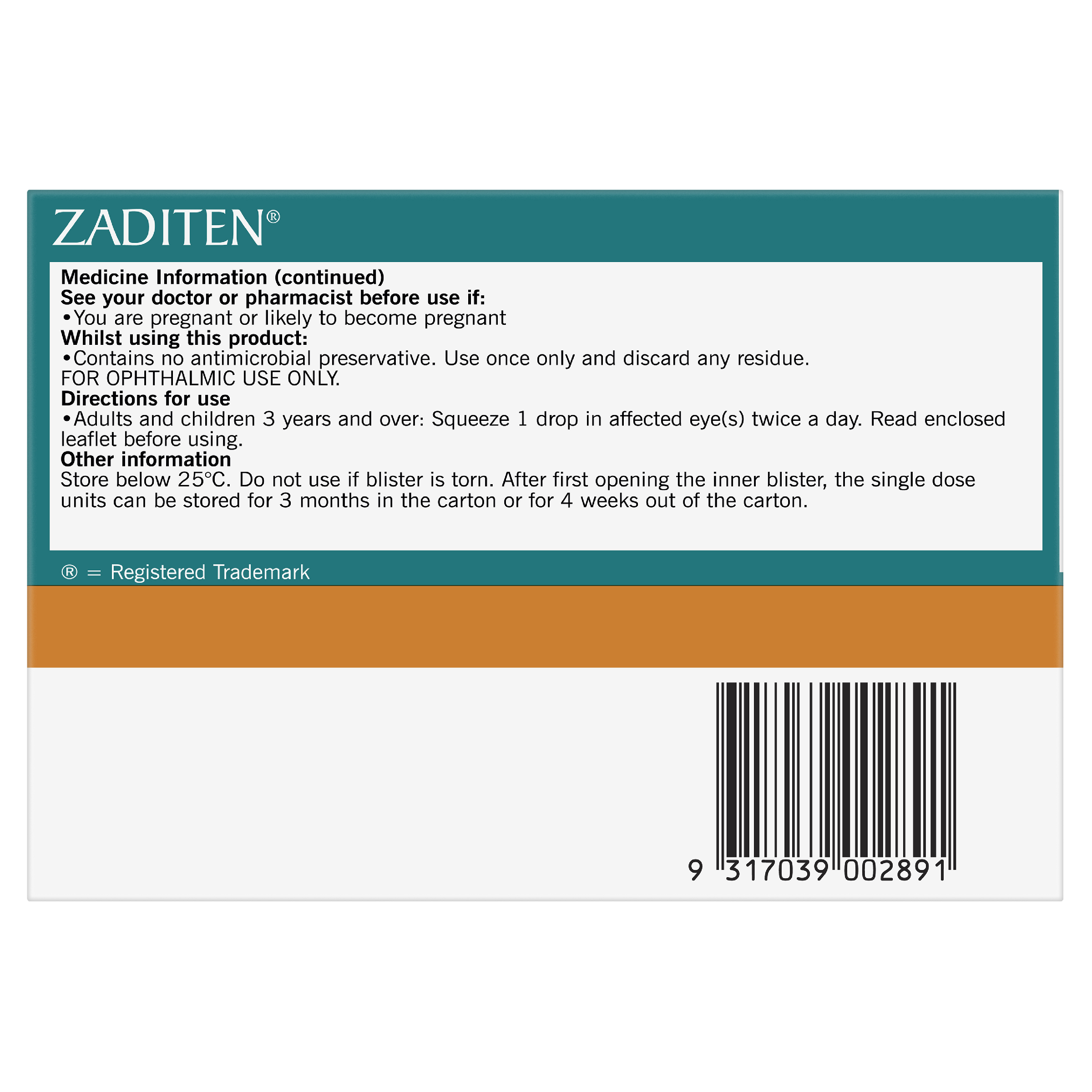 ZADITEN PRESERVATIVE FREE ALLERGY EYE DROPS 0.4ML 20 PACK - Image 4