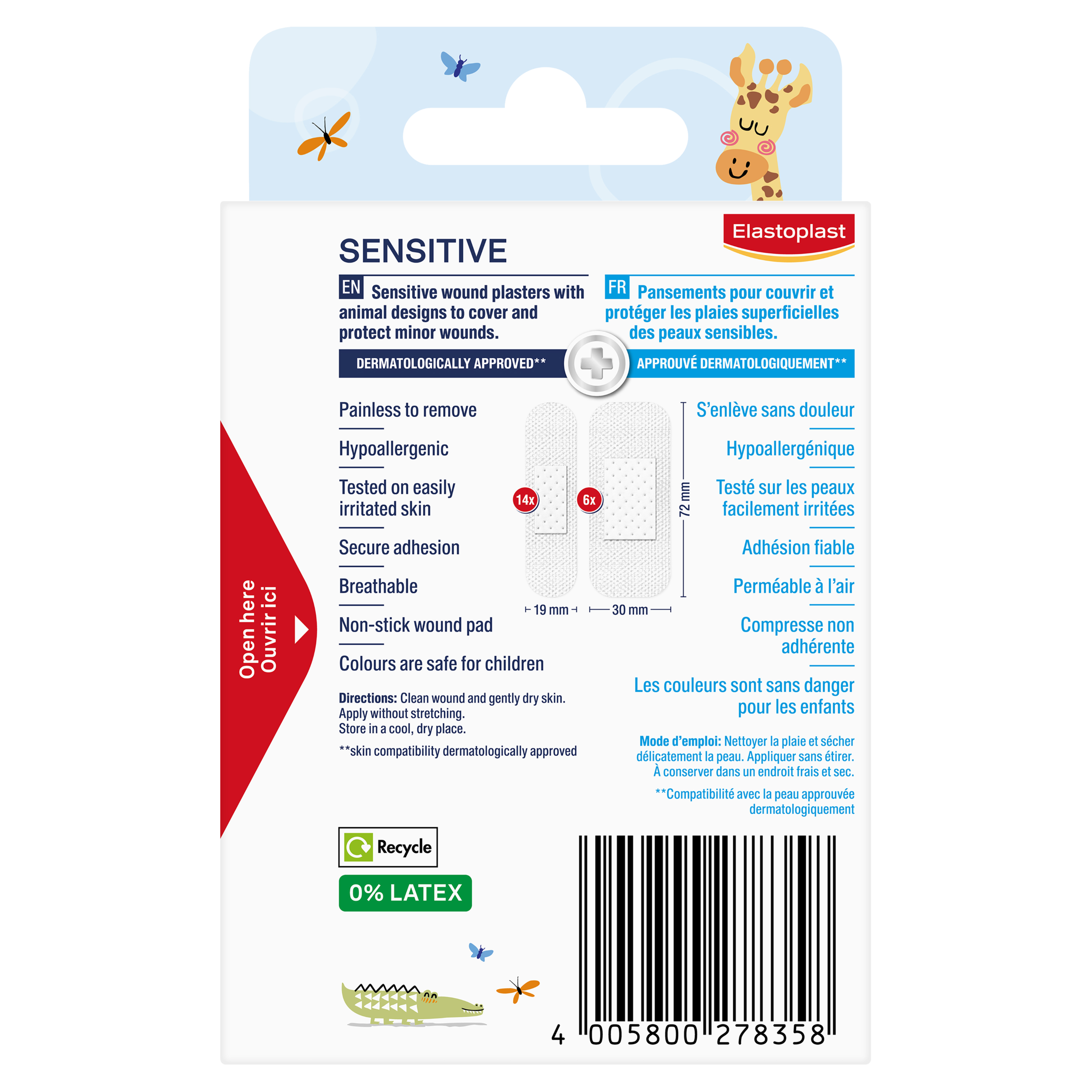 ELASTOPLAST KIDS SENSITIVE STRIPS ANIMALS 20 PACK - Image 2