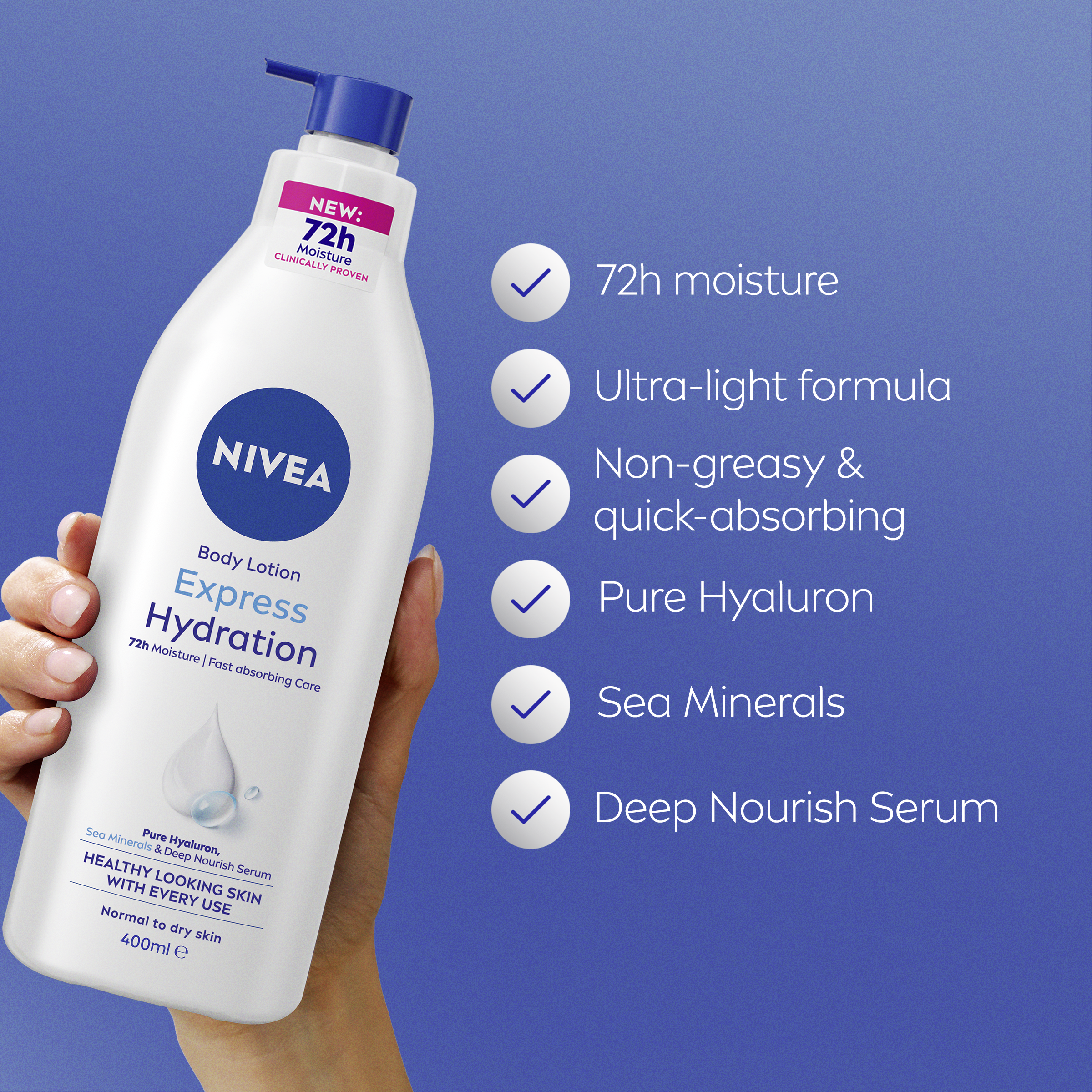 NIVEA EXPRESS HYDRATION BODY LOTION 400ML - Image 4