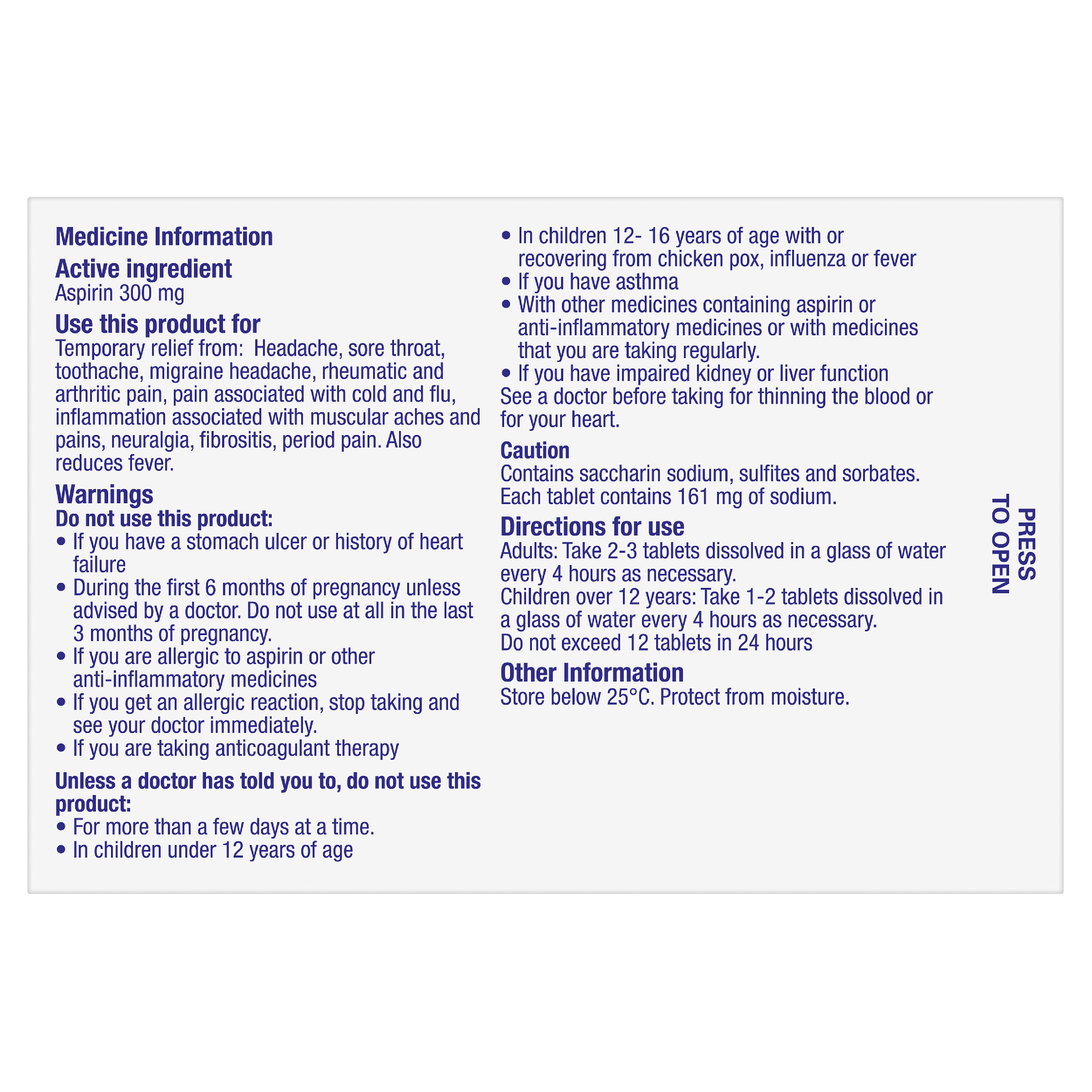 ASPRO CLEAR ASPIRIN 300MG 60 EFFERVESCENT TABLETS - Image 4
