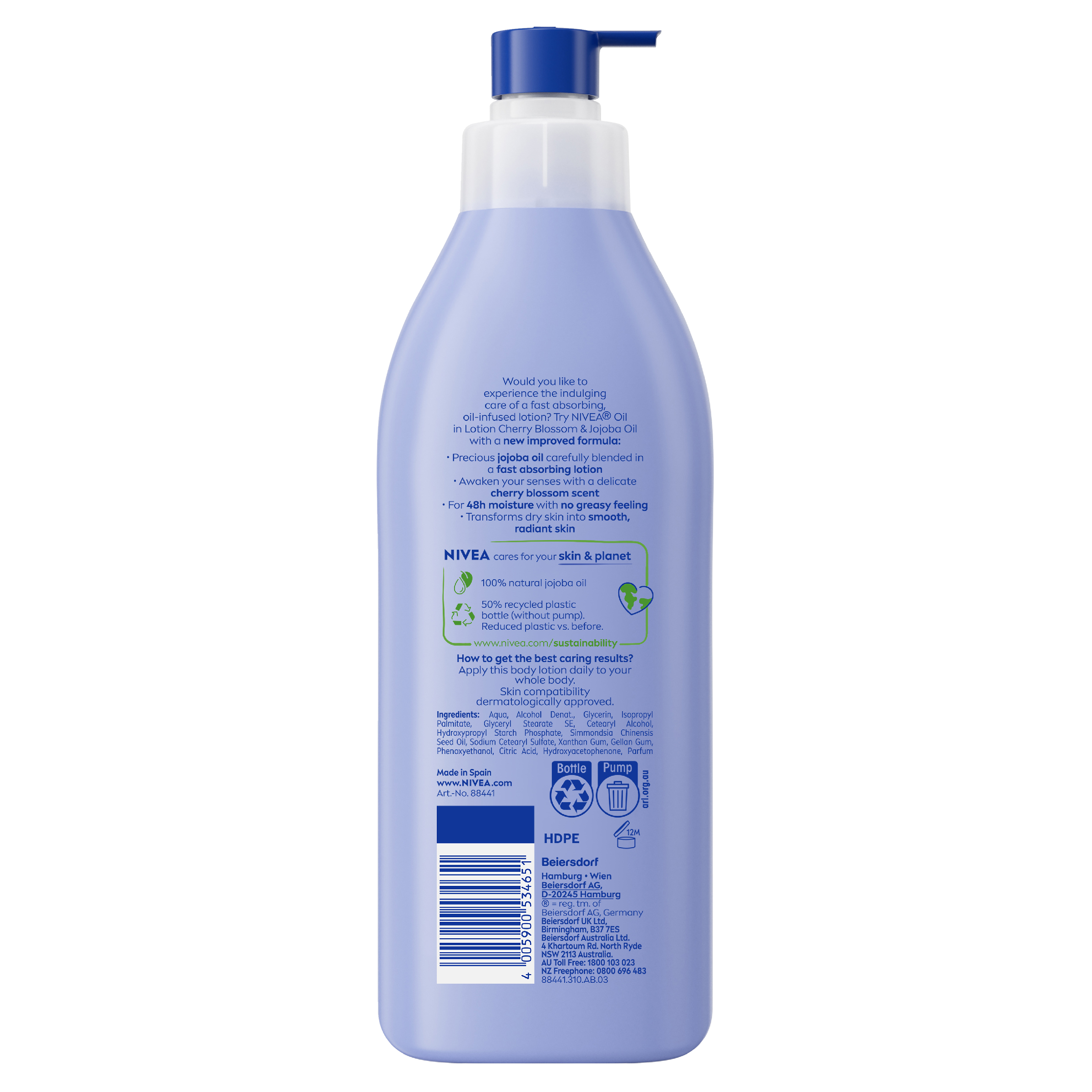 NIVEA CHERRY BLOSSOM & JOJOBA OIL BODY LOTION 400ML - Image 2