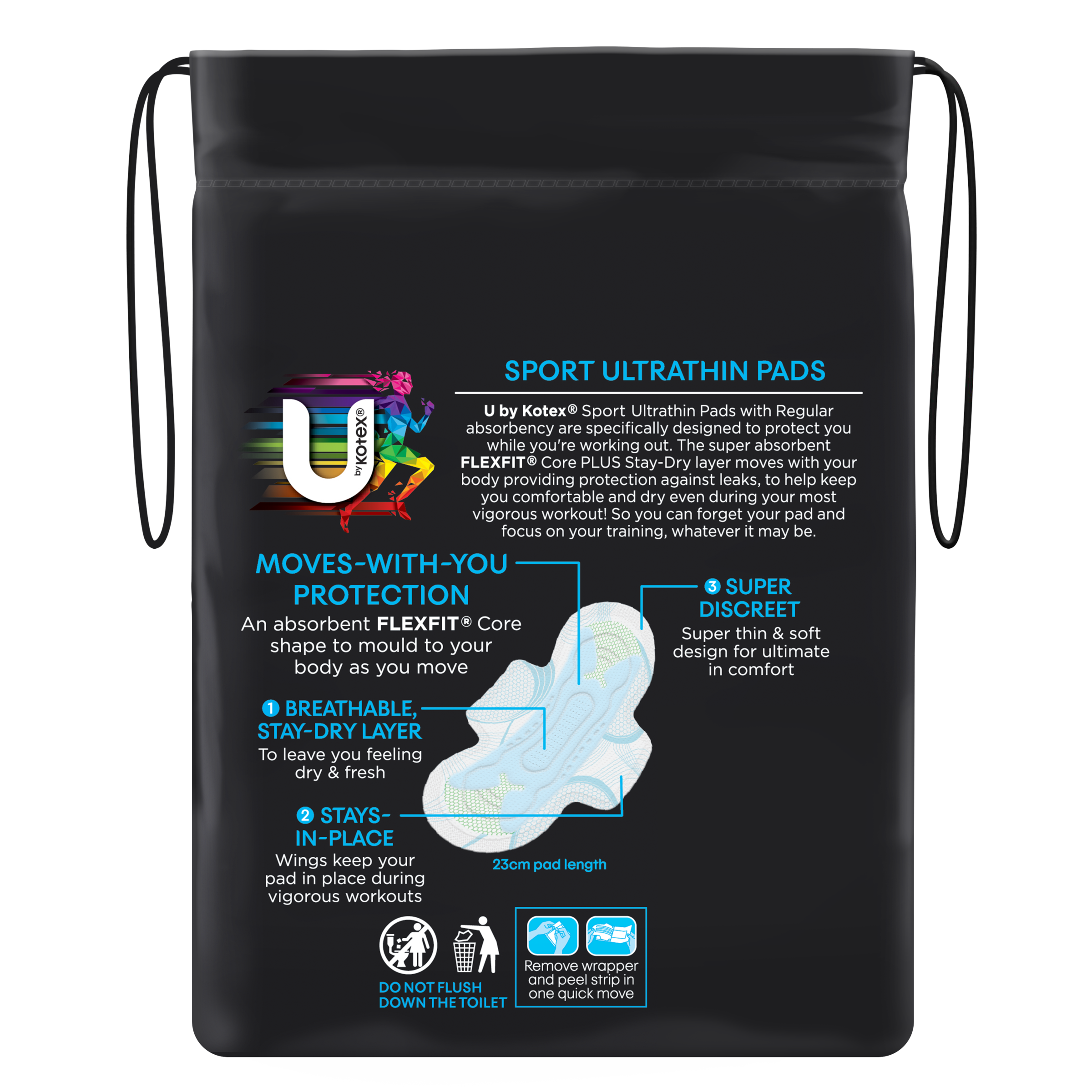U BY KOTEX PADS SPORT ULTRATHIN REGULAR WINGS 12 PACK - Image 4