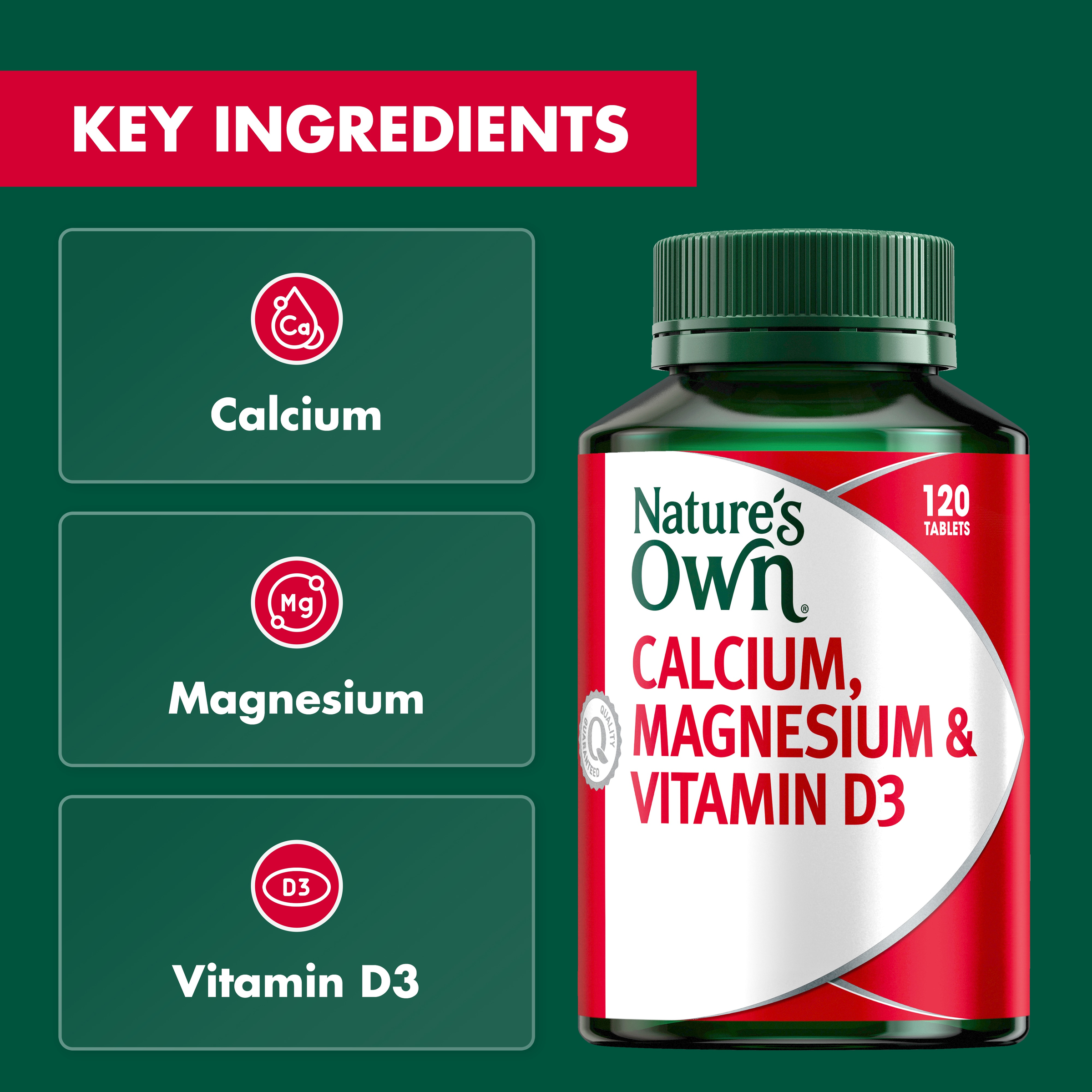 NATURES OWN CALCIUM MAGNESIUM & VITAMIN D3 120 TABLETS - Image 5