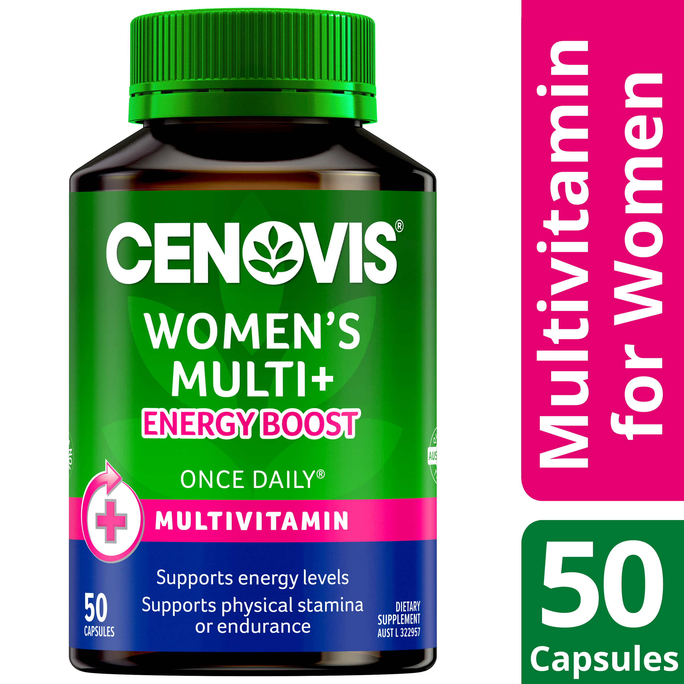 CENOVIS WOMENS MULTI + ENERGY BOOST 50 CAPSULES - Image 11