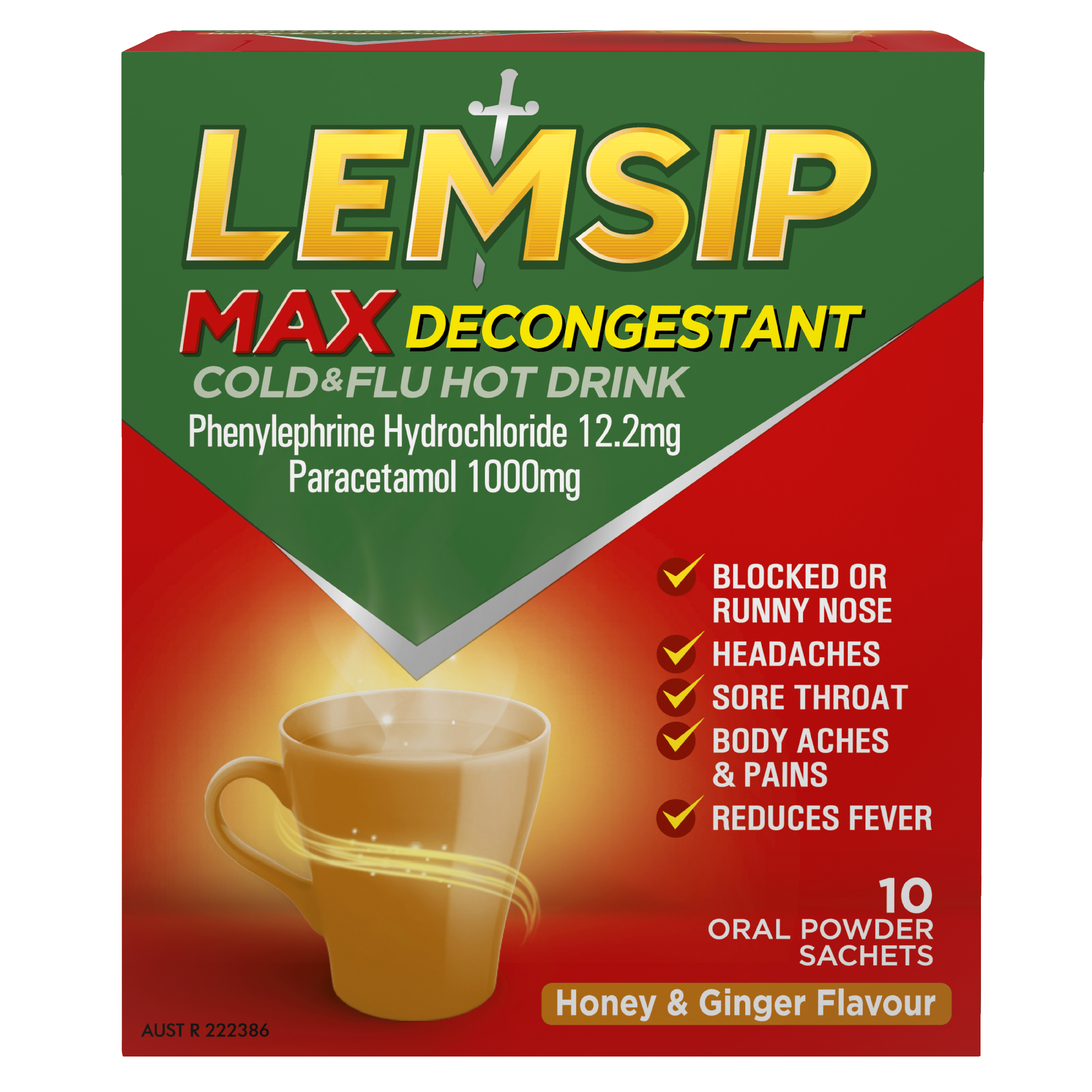 LEMSIP MAX DECONGESTANT HONEY GINGER SACHETS 10 PACK - Image 2
