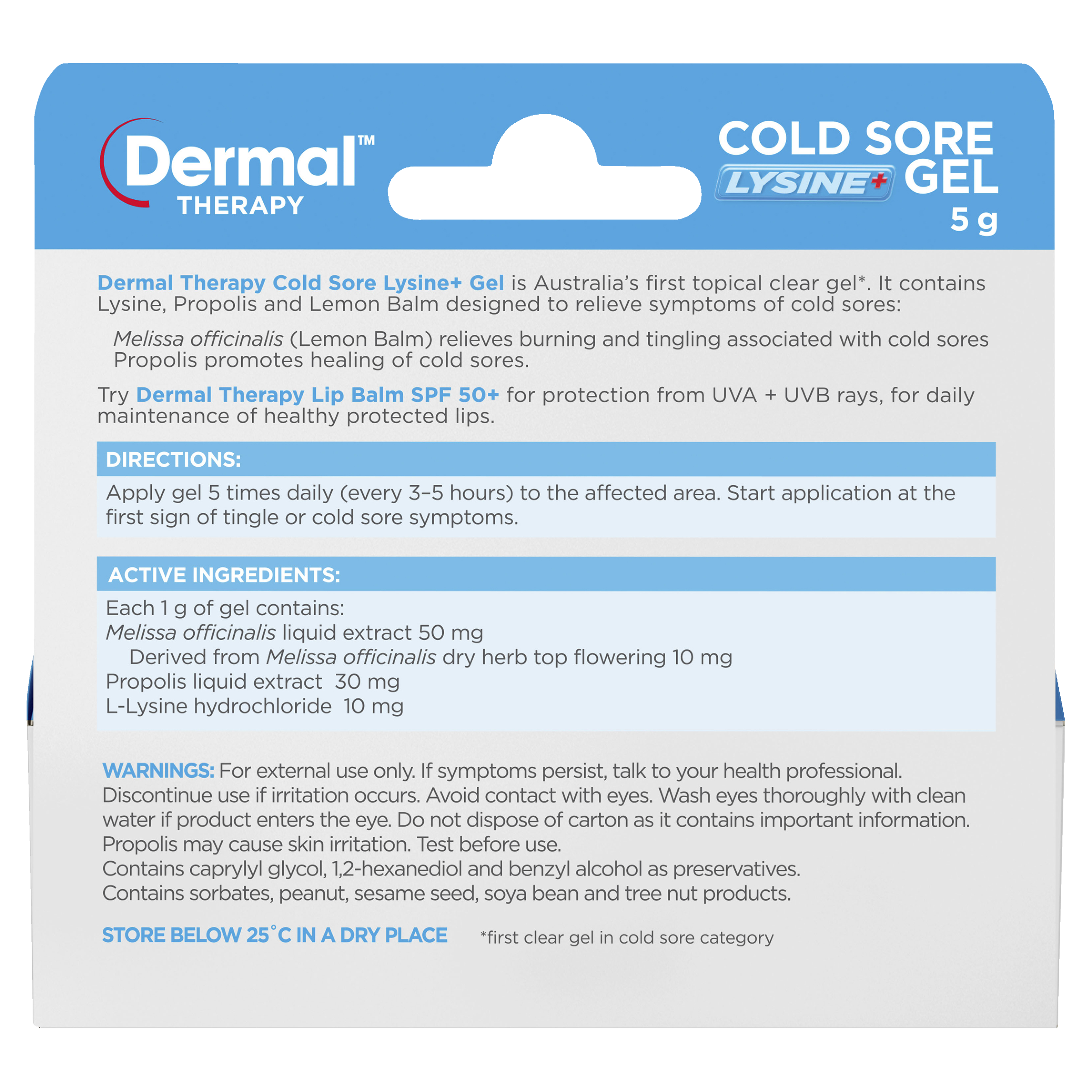 DERMAL THERAPY LYSEINE COLD SORE GEL 5G - Image 3