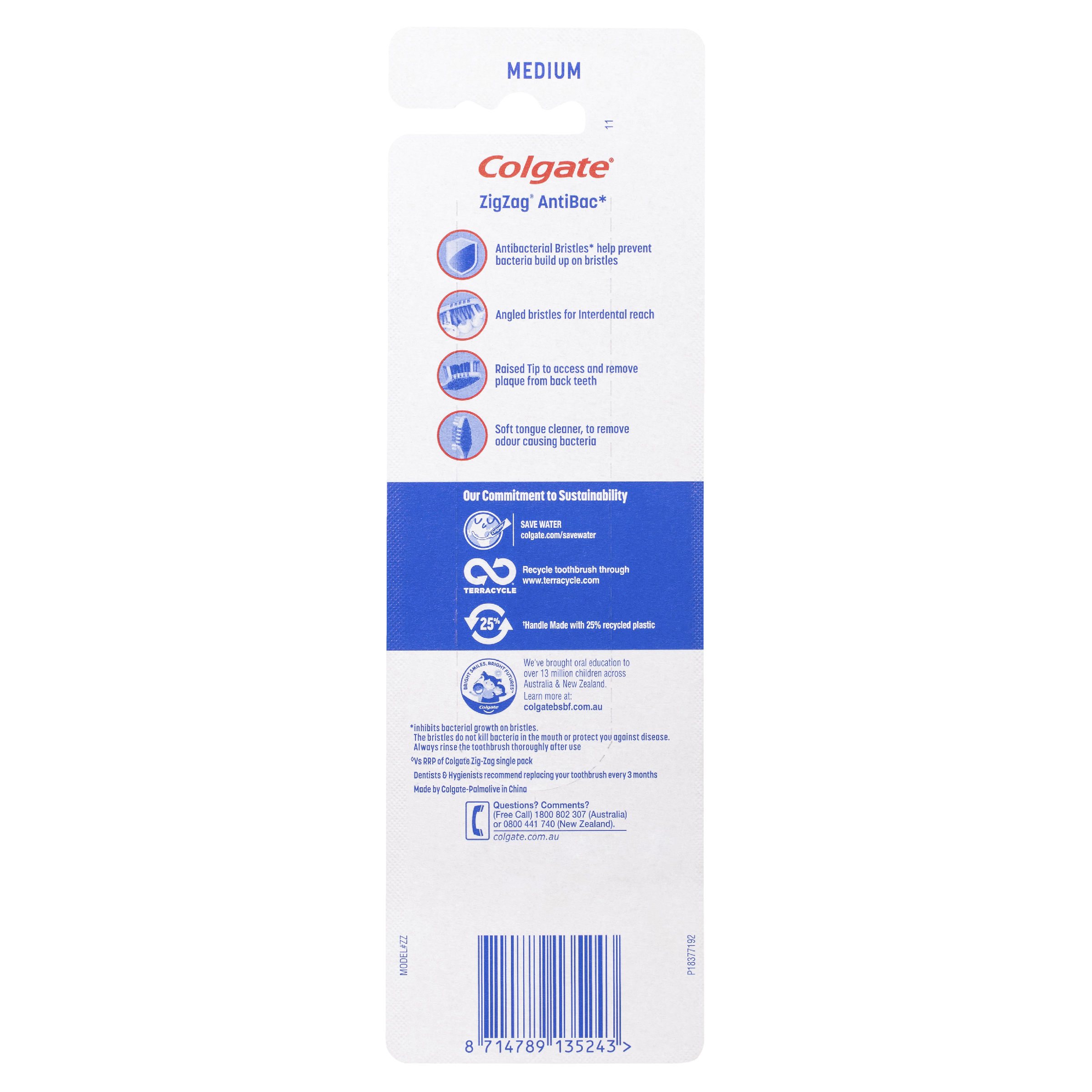 COLGATE TOOTHBRUSH ZIG-ZAG INTERDENTAL CLEAN MEDIUM 3 PACK - Image 2