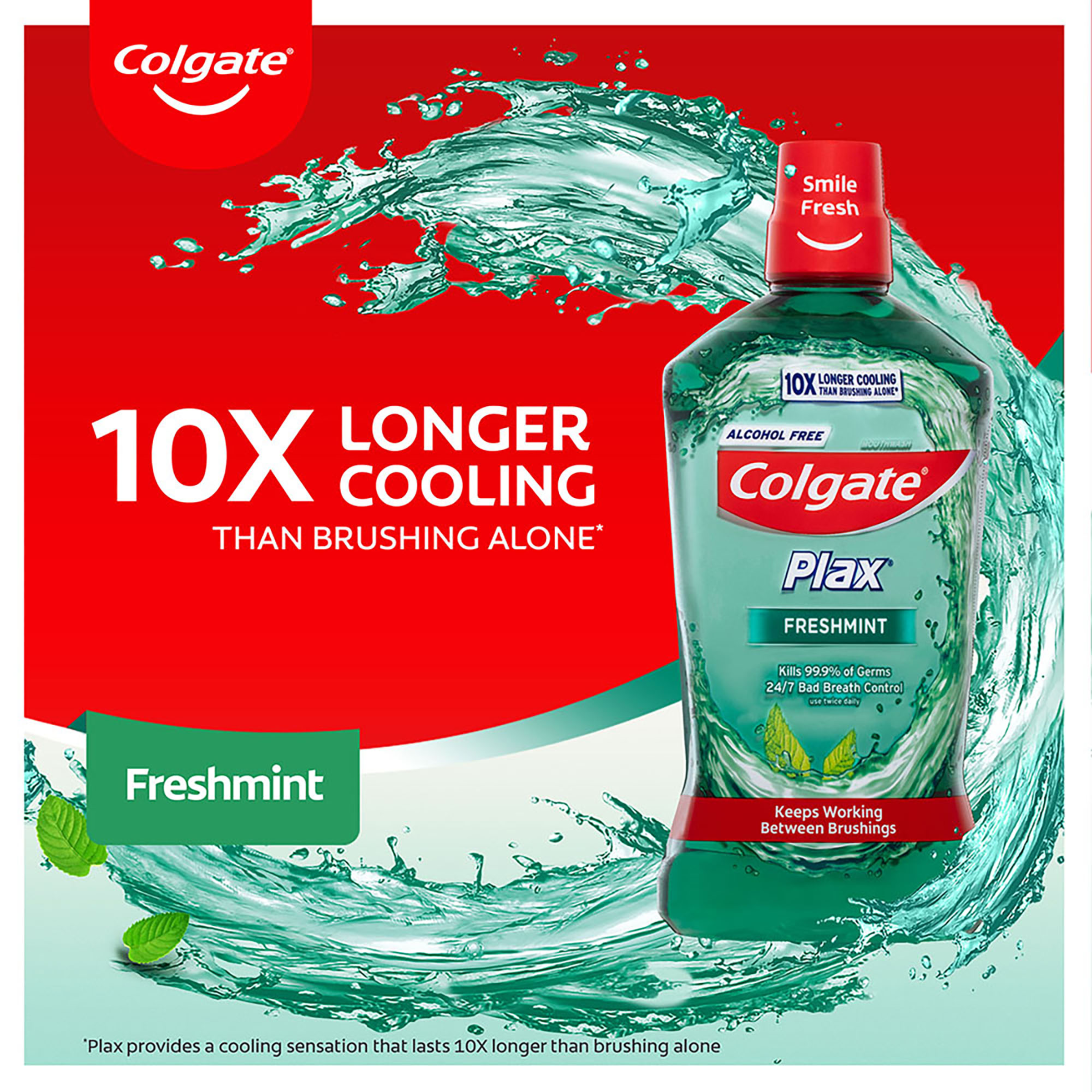 COLGATE MOUTHWASH PLAX ALCOHOL FREE FRESHMINT 1 LITRE - Image 4