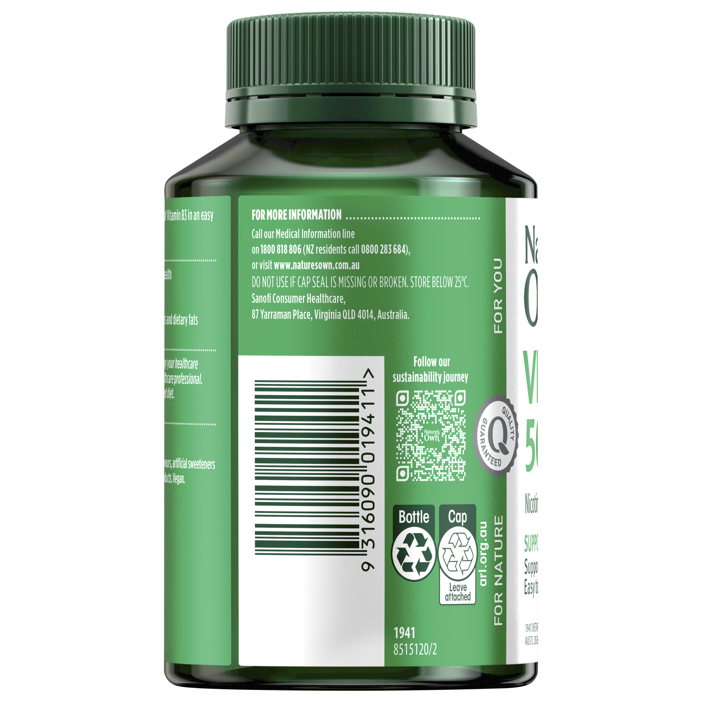 NATURES OWN VITAMIN B3 500MG 120 TABLETS - Image 4