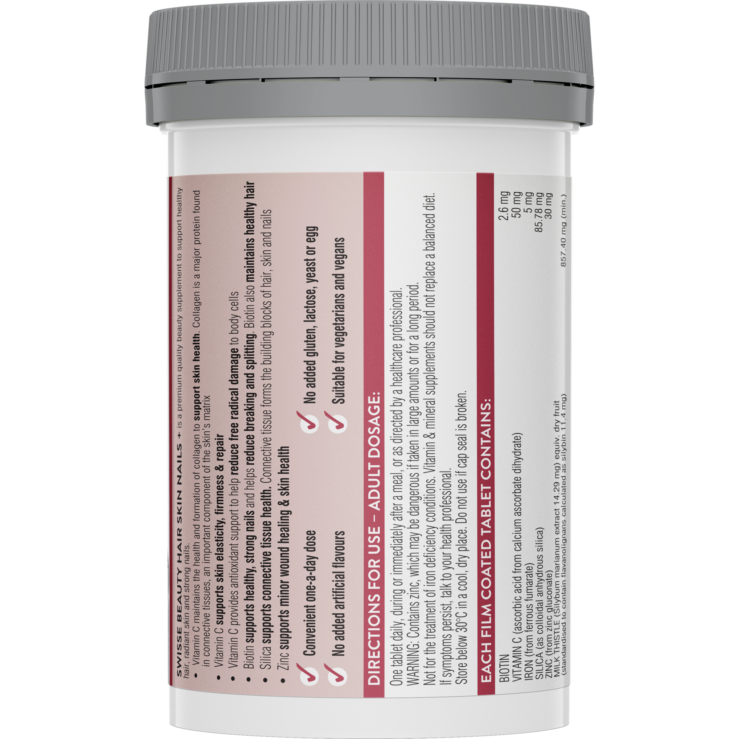 SWISSE ULTIBOOST HAIR SKIN NAILS 100 TABLETS - Image 2