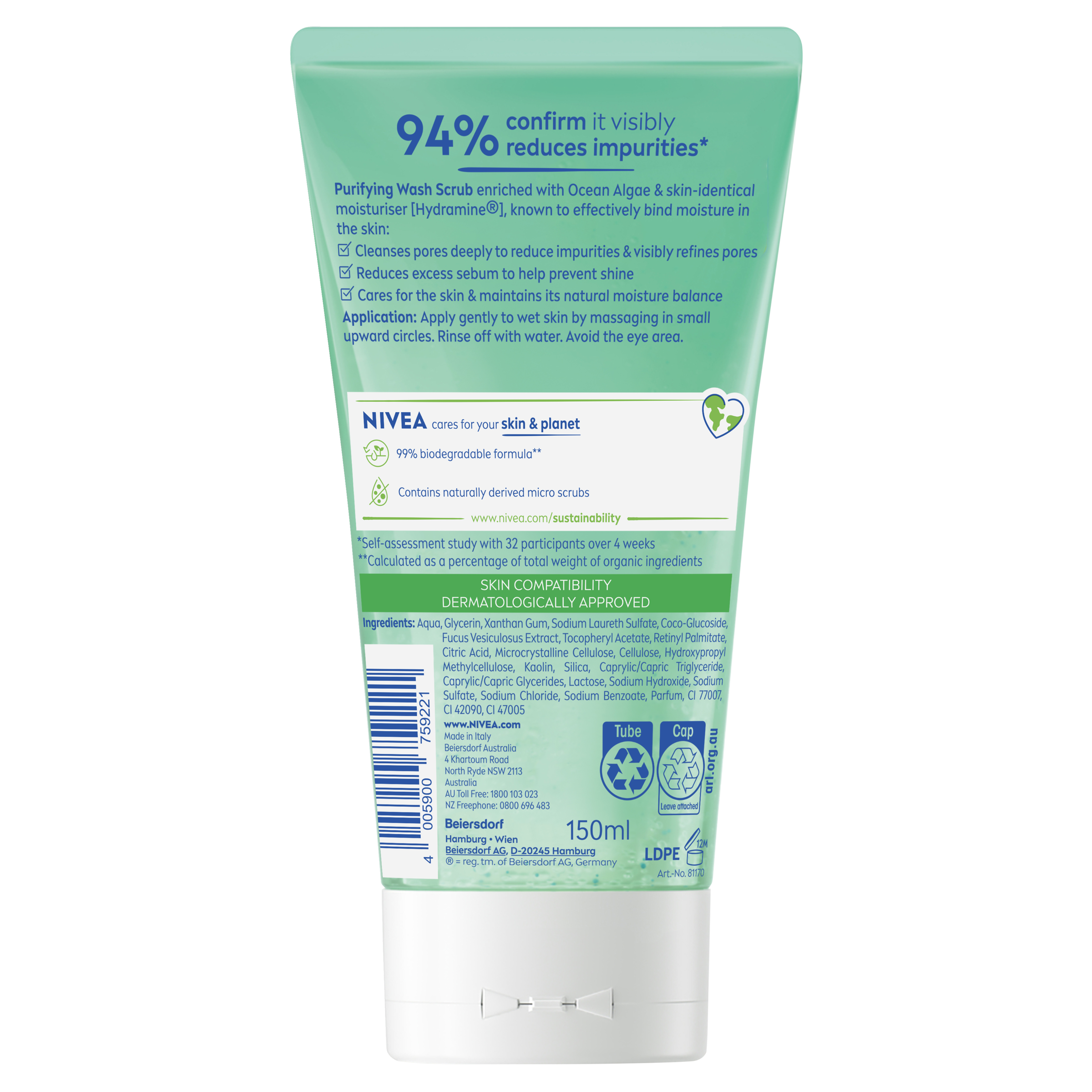 NIVEA DAILY ESSENTIALS 2 IN 1 WASH AND SCRUB 150ML - Image 2