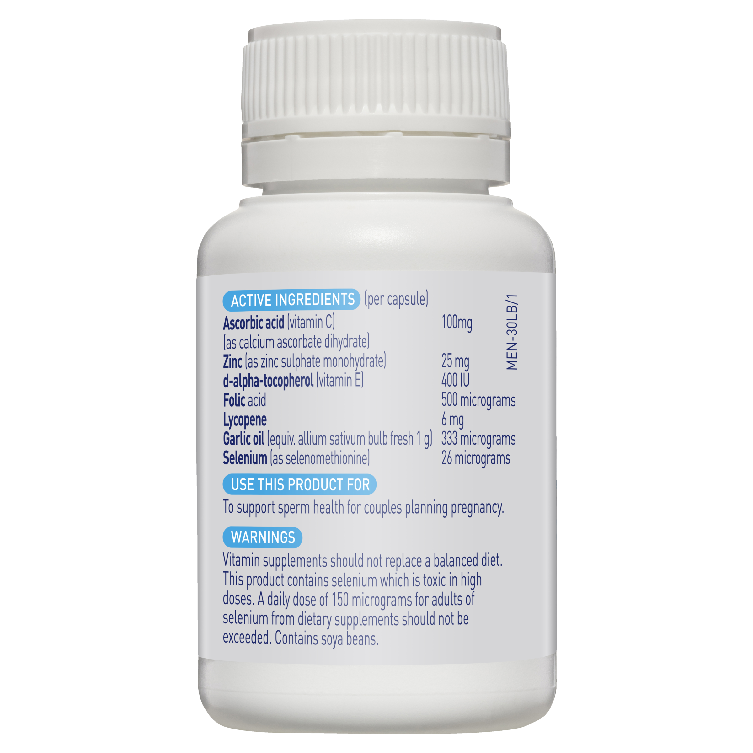 MENEVIT PRE-CONCEPTION SPERM HEALTH 30 CAPSULES - Image 9