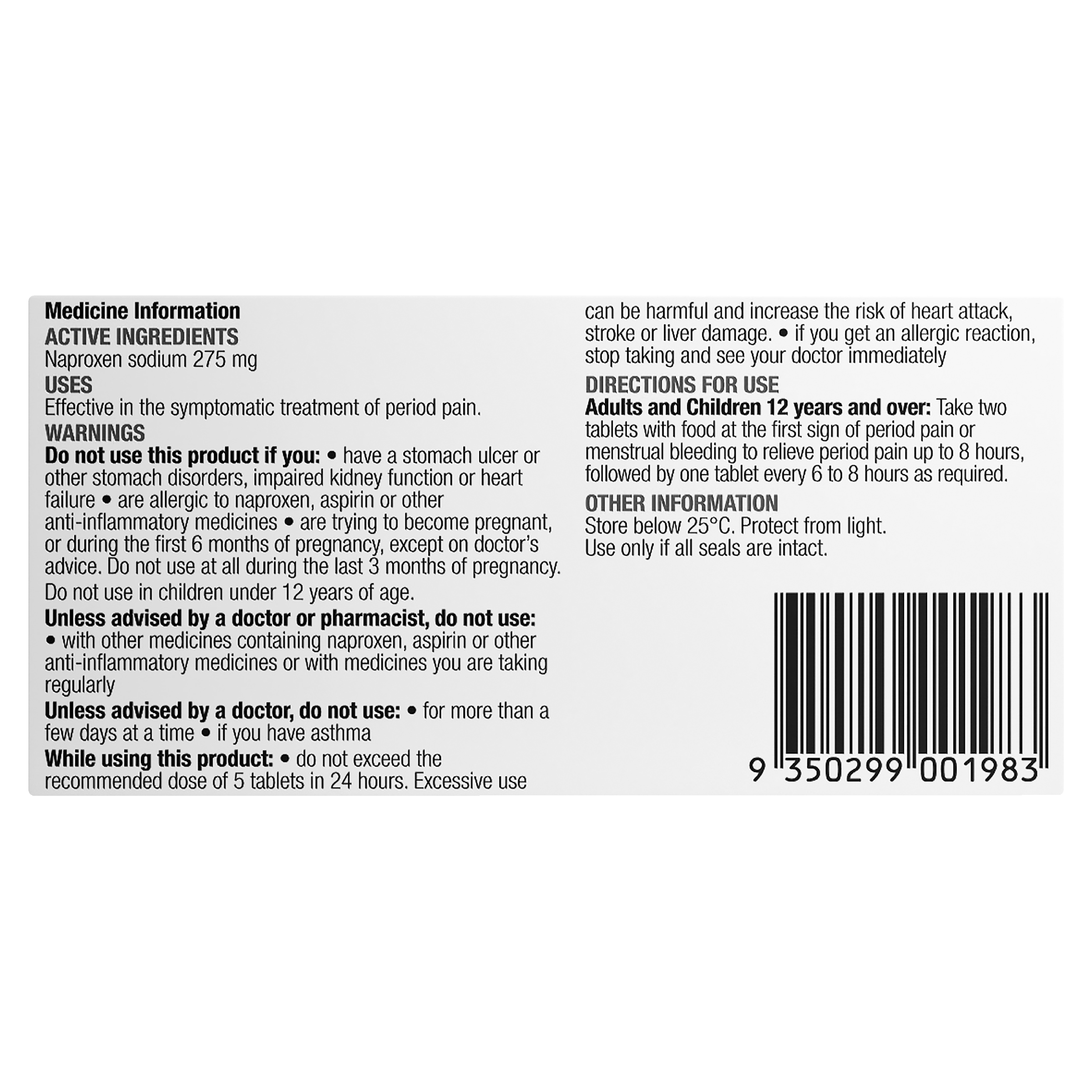 CHEMISTS OWN PERIOD PAIN 24 TABLETS - Image 3