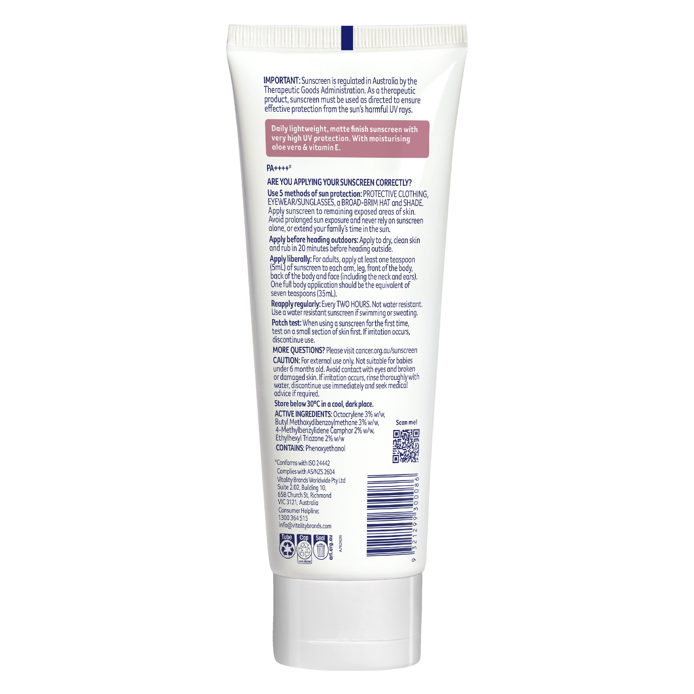 CANCER COUNCIL FACE SUNSCREEN MOISTURE & BODY TUBE SPF50+ 150ML - Image 2