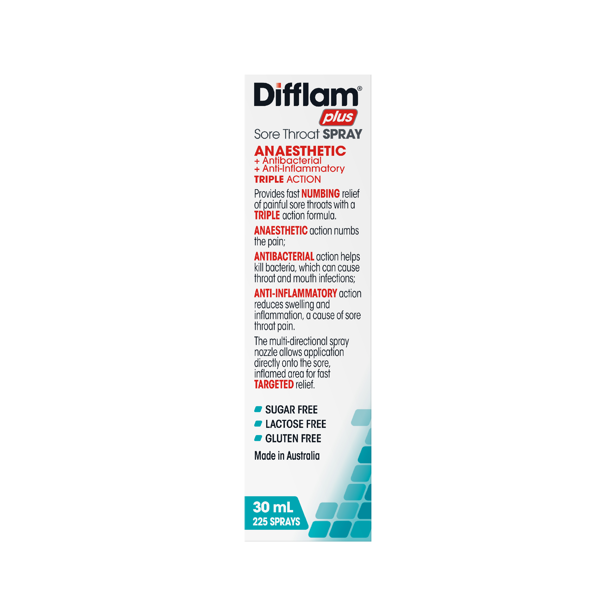 DIFFLAM PLUS ANAESTHETIC SORE THROAT SPRAY 30ML - Image 3