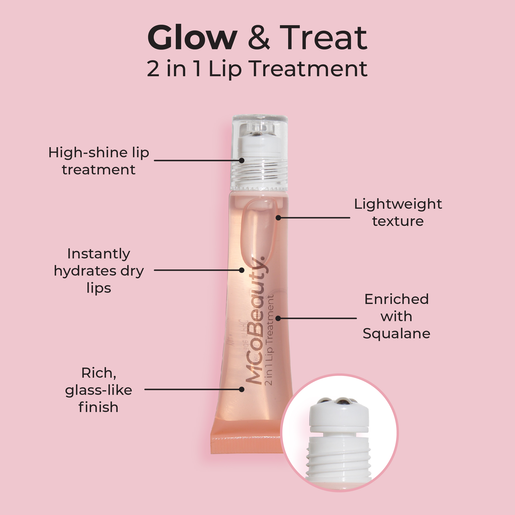 MCO BEAUTY GLOW & TREAT 2-IN-1 LIP TREATMENT PEACH 15ML - Image 2