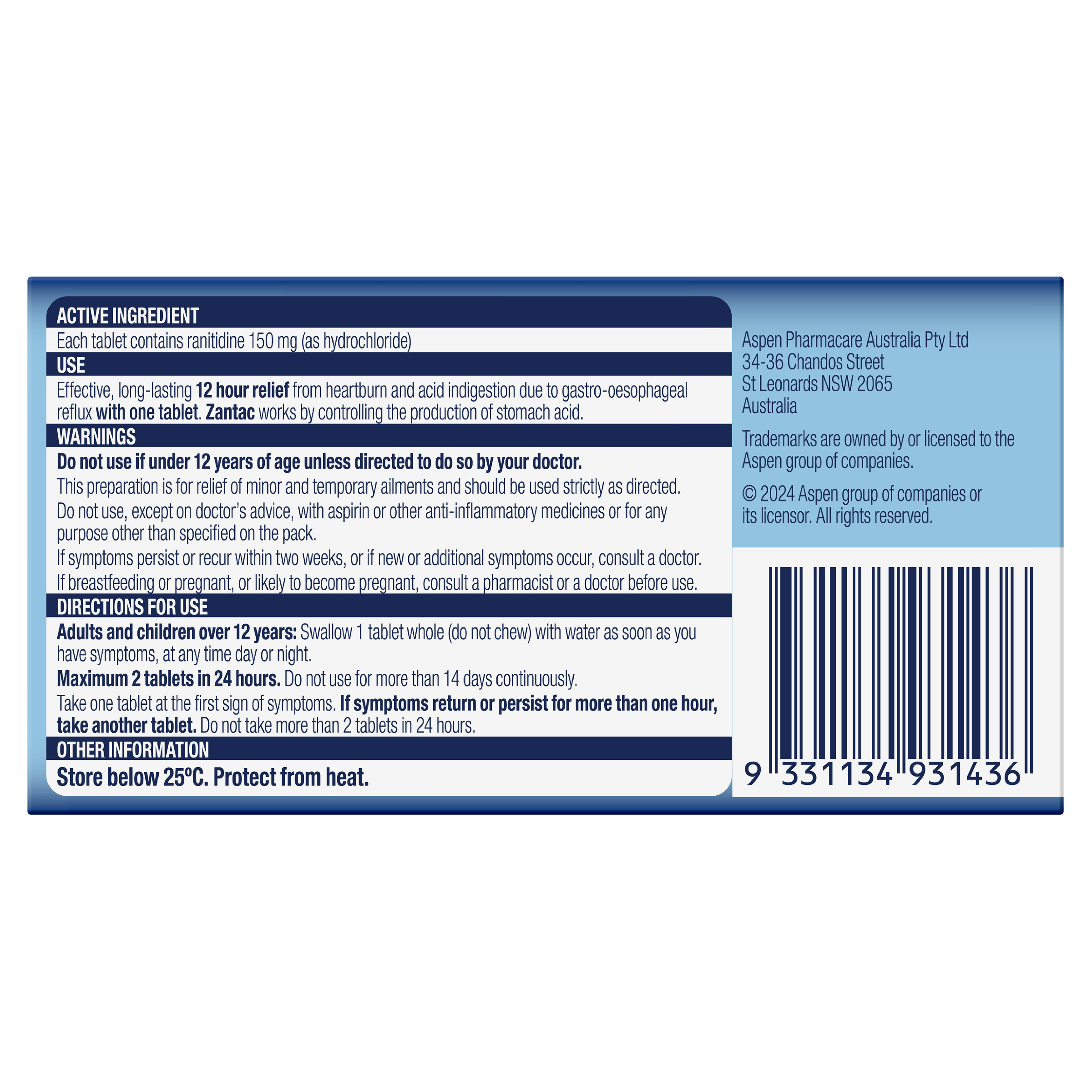 ZANTAC 150MG 14 TABLETS - Image 4