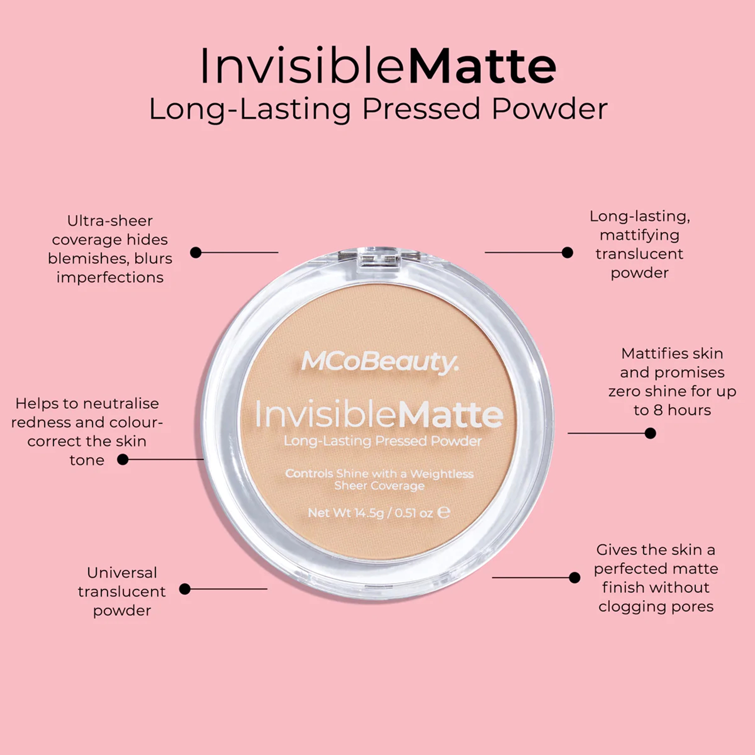 MCO BEAUTY INVISIBLE MATTE LONG-LASTING POWDER TRANSLUCENT 14.5G - Image 2