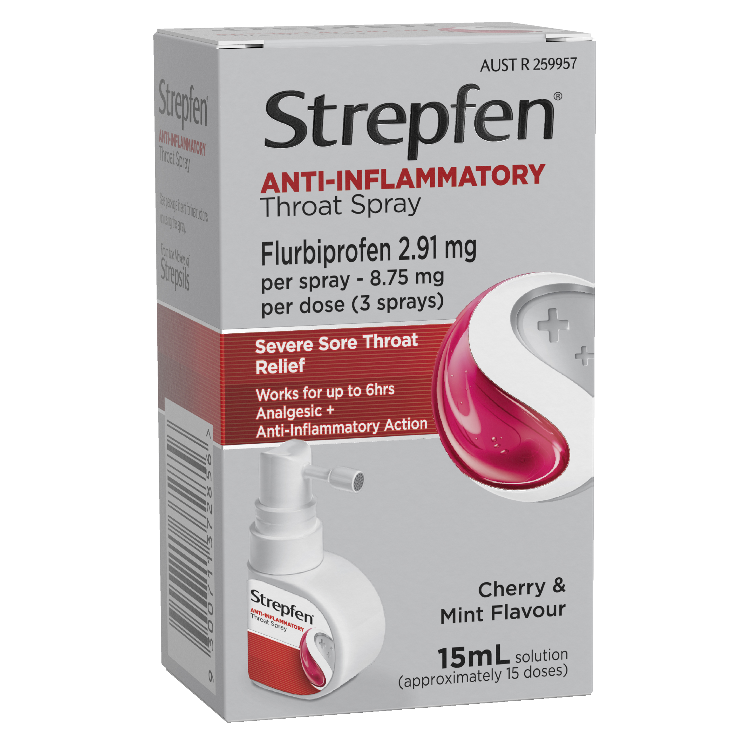 STREPFEN ANTI-INFLAMMATORY THROAT SPRAY CHERRY & MINT 15ML