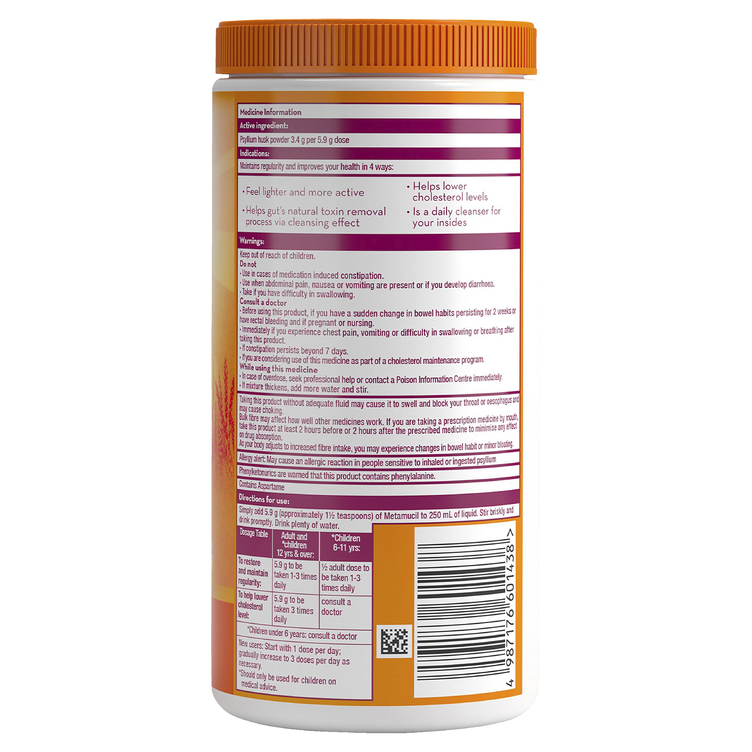 METAMUCIL ORANGE SMOOTH 283G 48 DOSES - Image 2